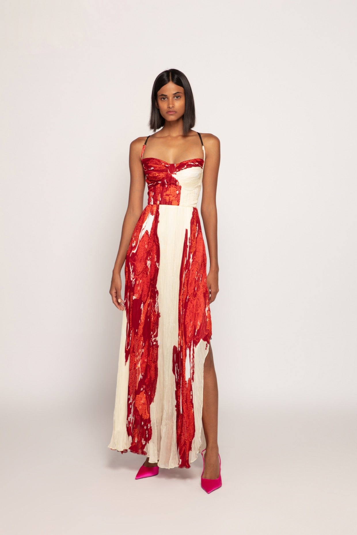 Bandhani Placement Print, Hand Micro Pleated Asymmetric Maxi Dress 16 Bandhani Placement Print, Hand Micro Pleated Asymmetric Maxi Dress 16