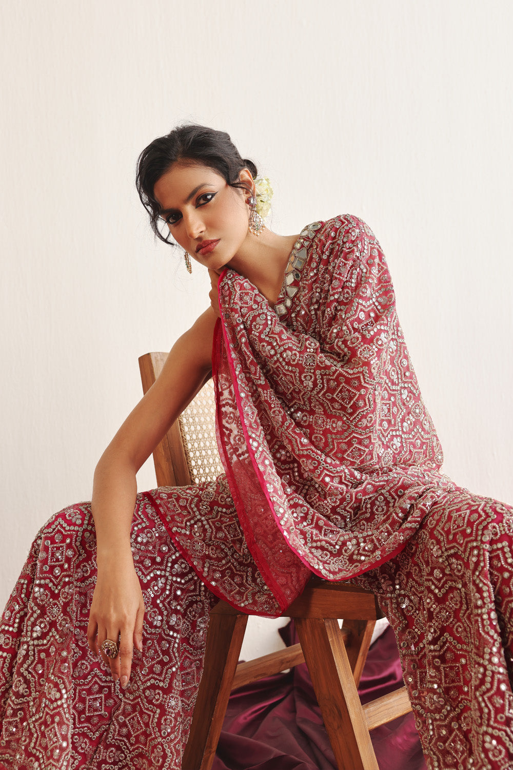 Hexagon One Shoulder Cape With Hexagon Bootcut Pants