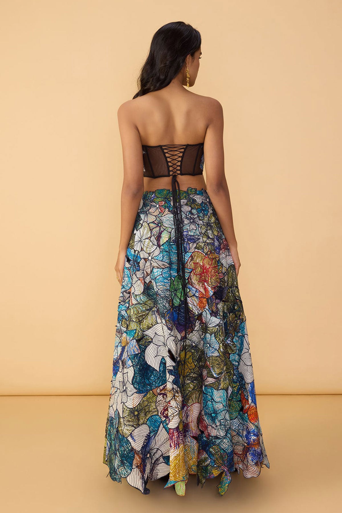 Larissa Corset Blouse and and Zoya Lehenga Skirt and and Scallop Dupatta