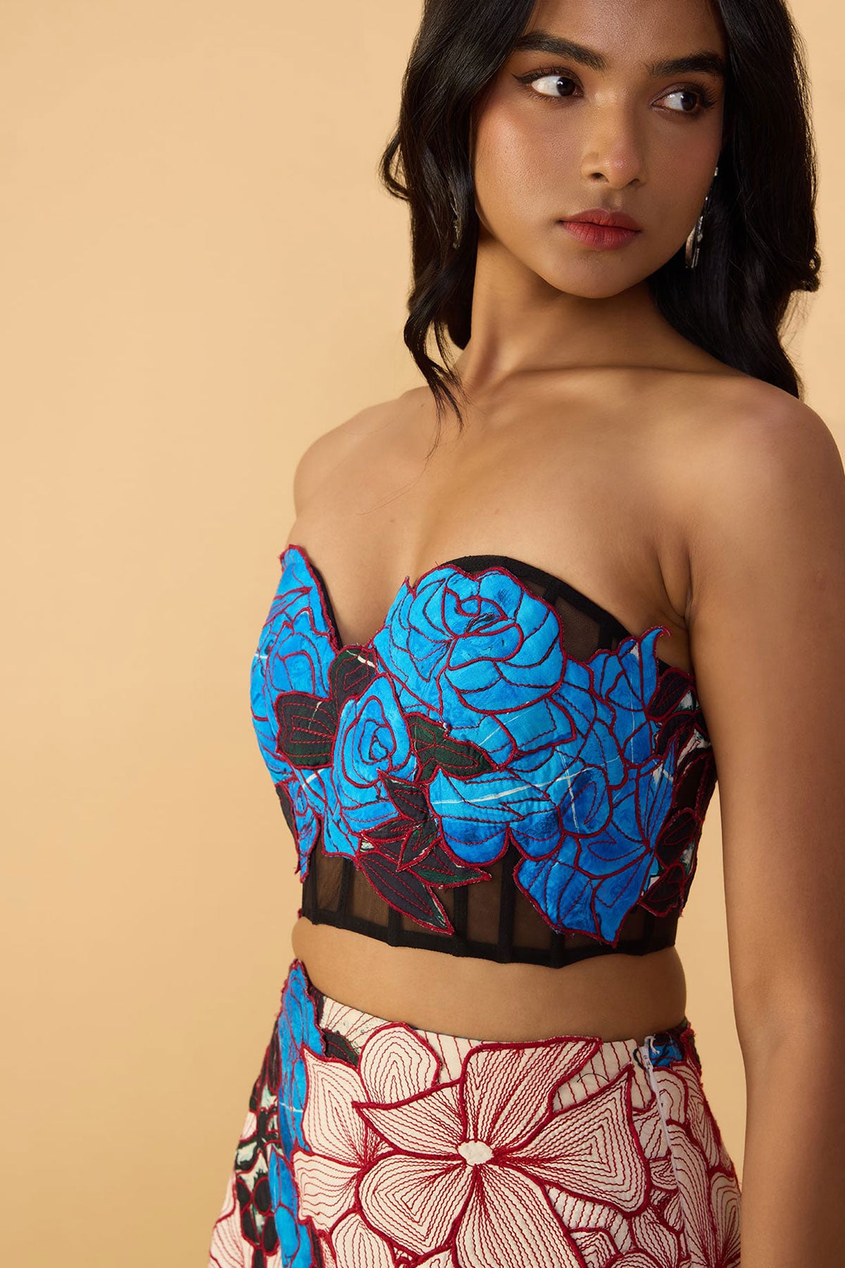 Starla Corset Blouse and and Sachi Lehenga Skirt and and Scallop Dupatta