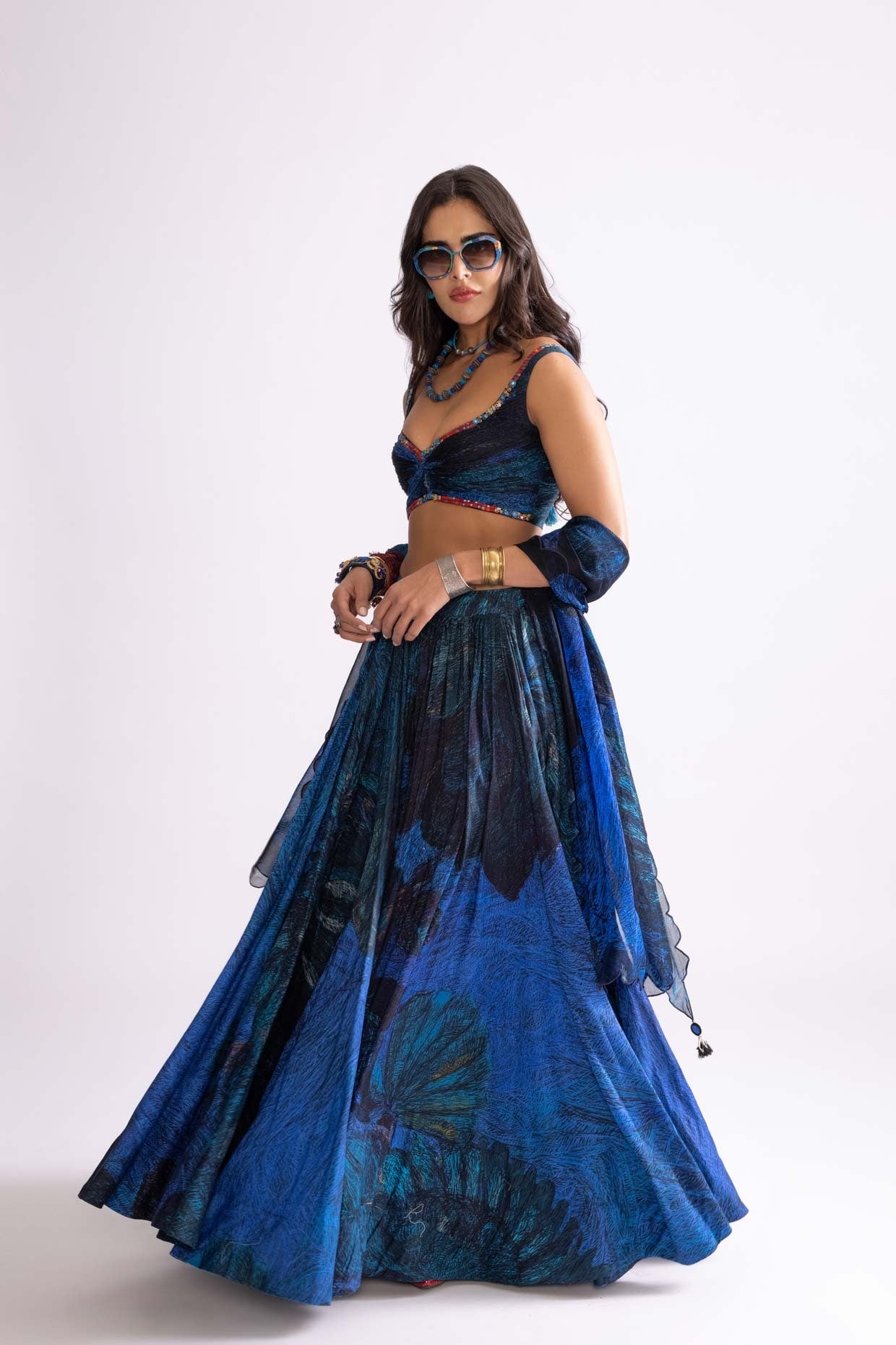 Riley Blouse, Magnolia Lehenga & Scallop Dupatta