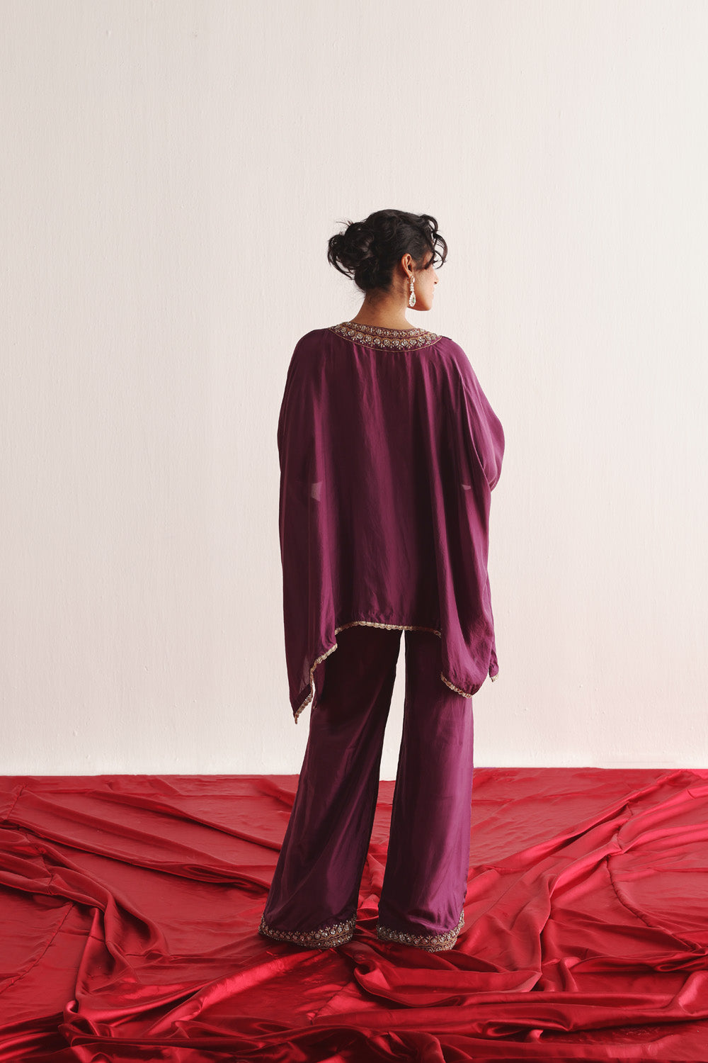 Marodiwork Silk Kaftan with Palazzos