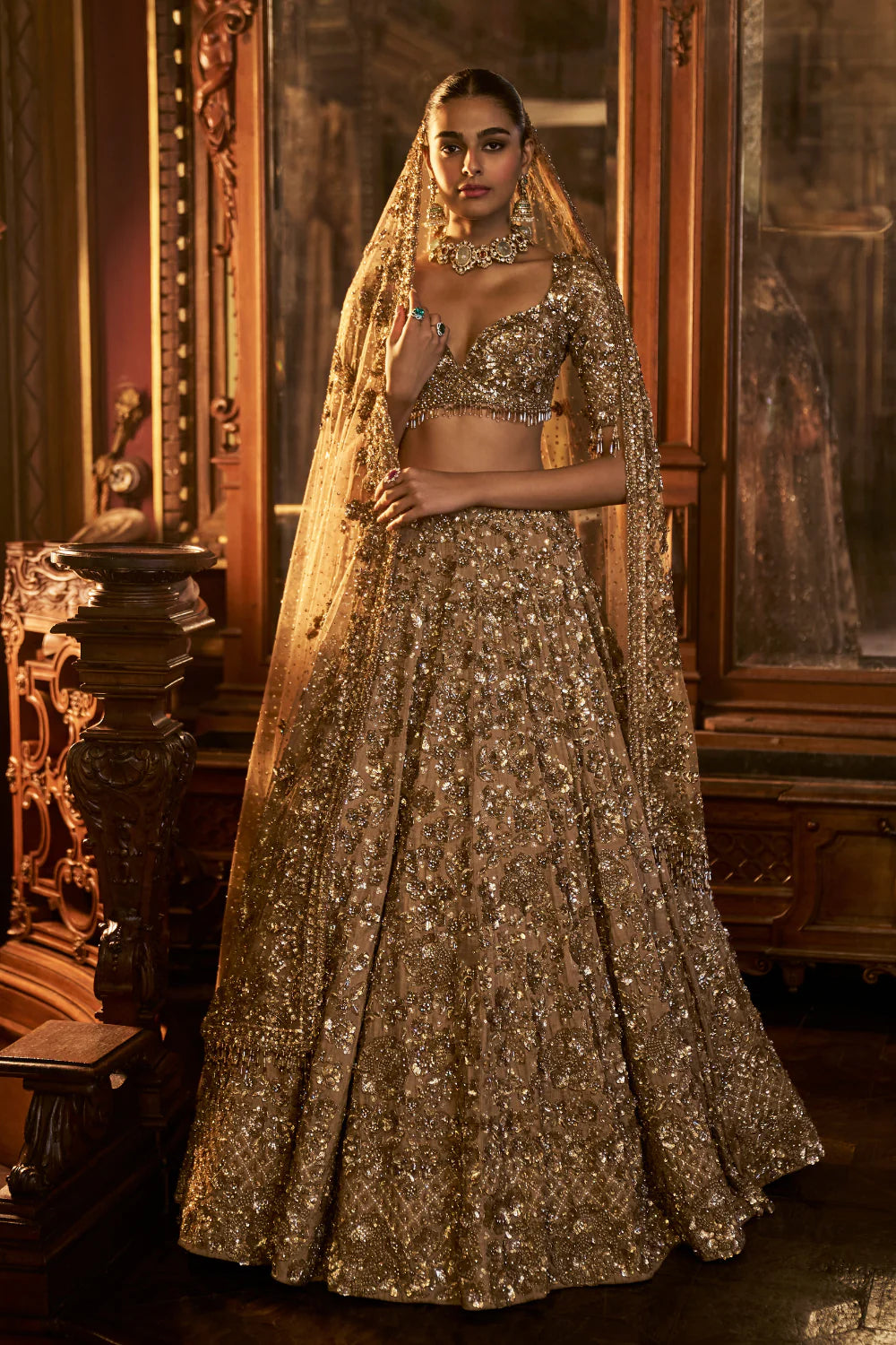 antique gold wedding dress Gold Lace Wedding Dresses Ball Gown Off Shoulder Long Sleeves Bride Gowns Custom