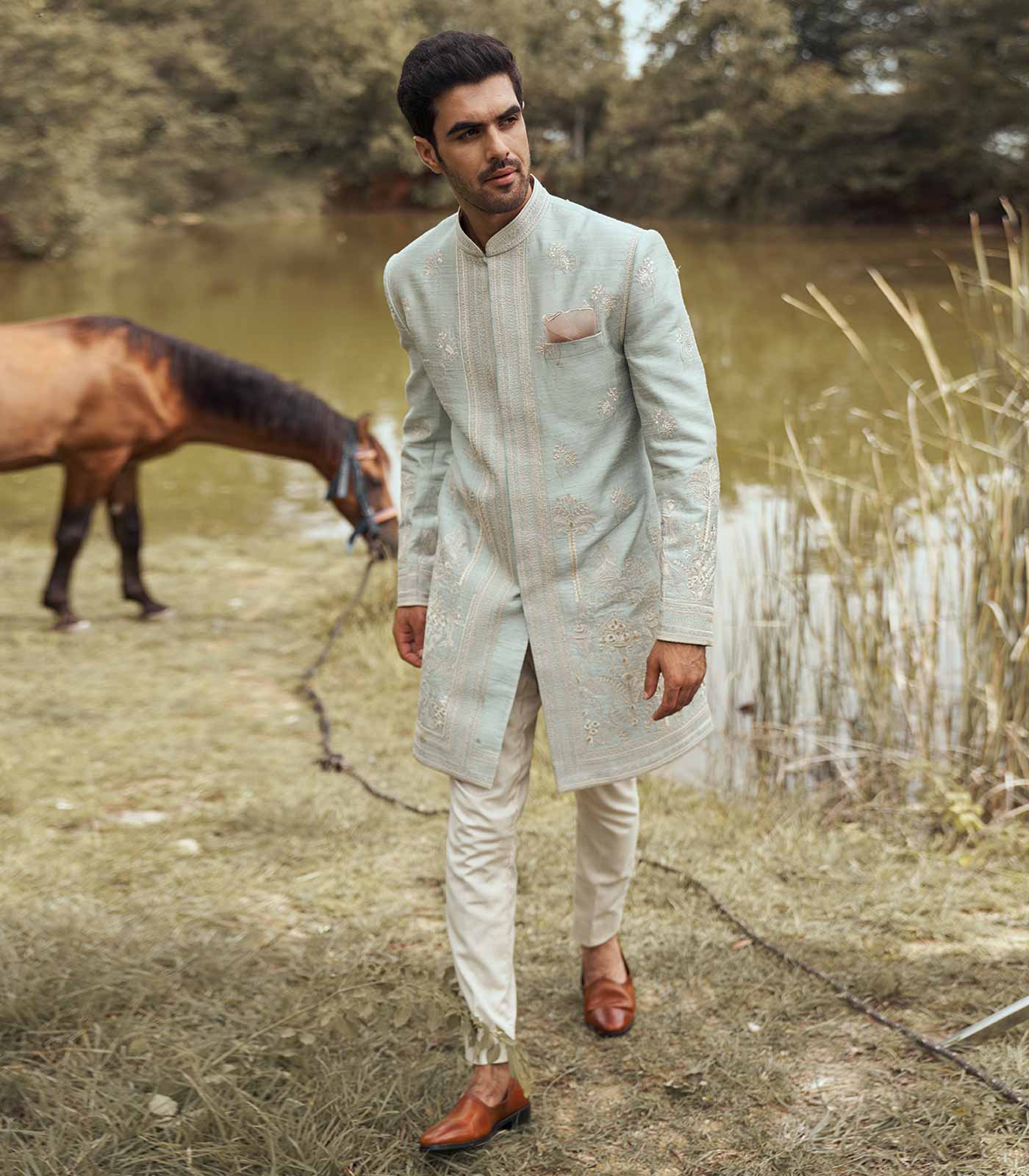 DORI PALM TREE SHERWANI SET