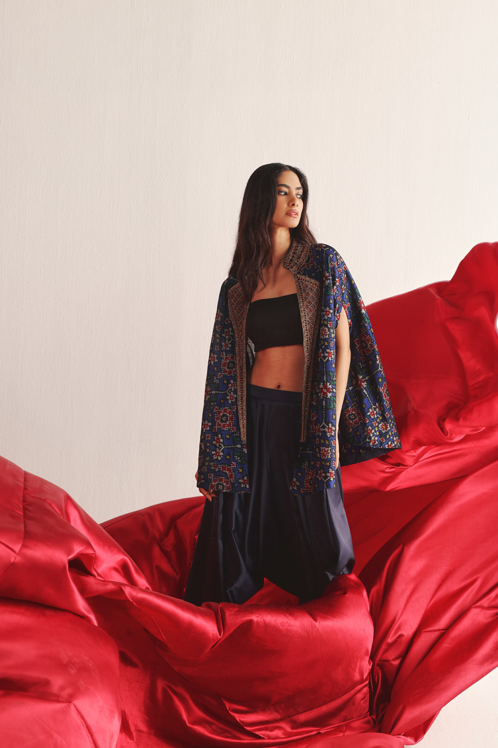 Patola Marodiwork Cape with Harem Dhoti Pants Set