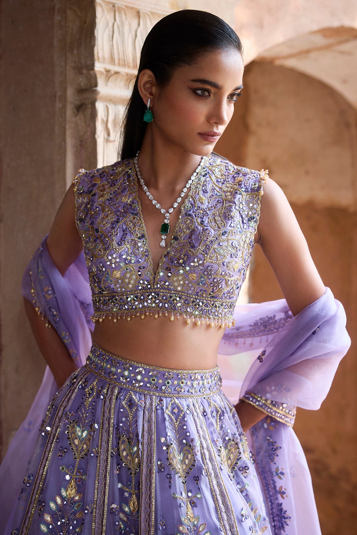 Lavender Organza Lehenga Set