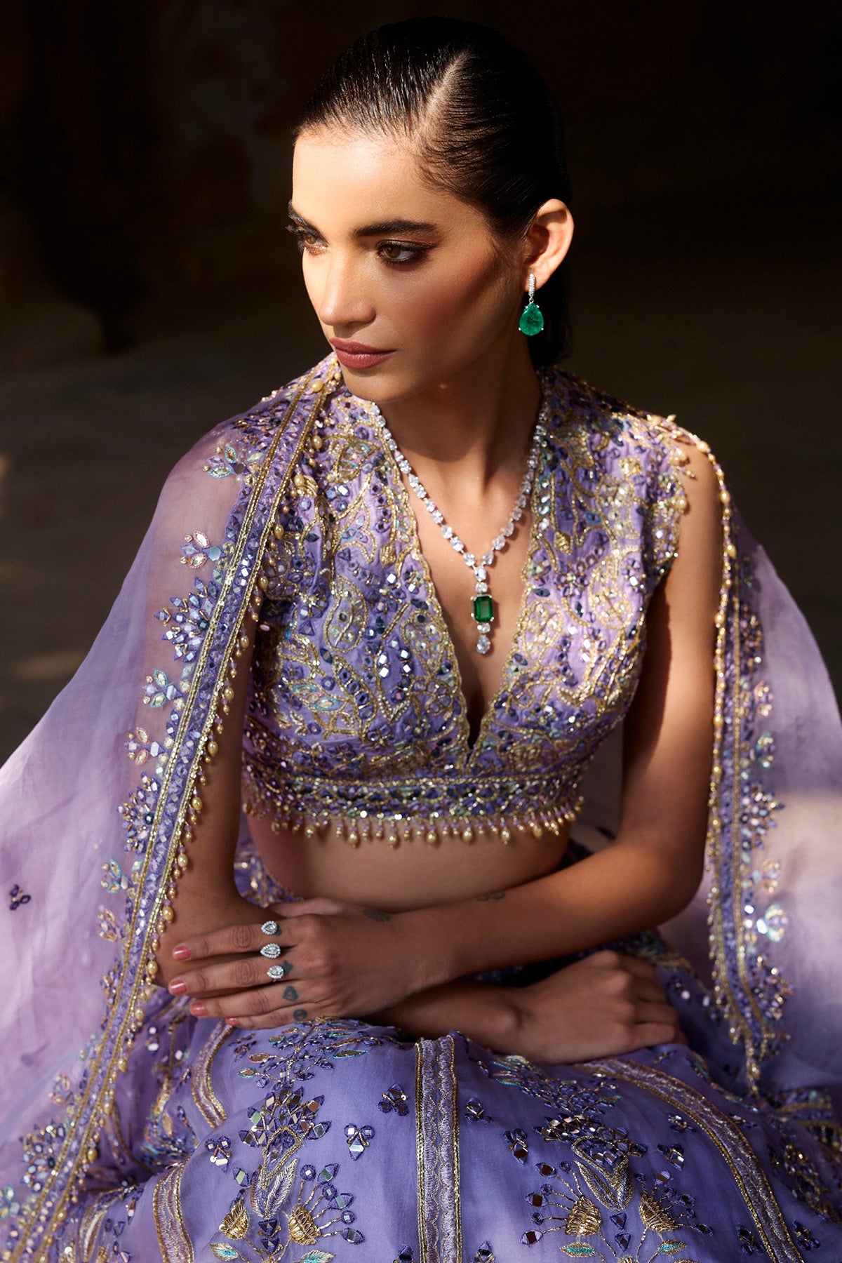 Lavender Organza Lehenga Set