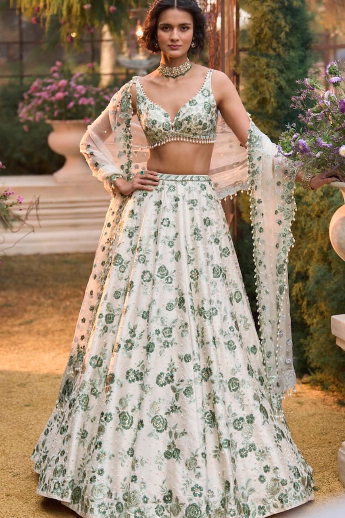 Emerald Floral Lehenga Set