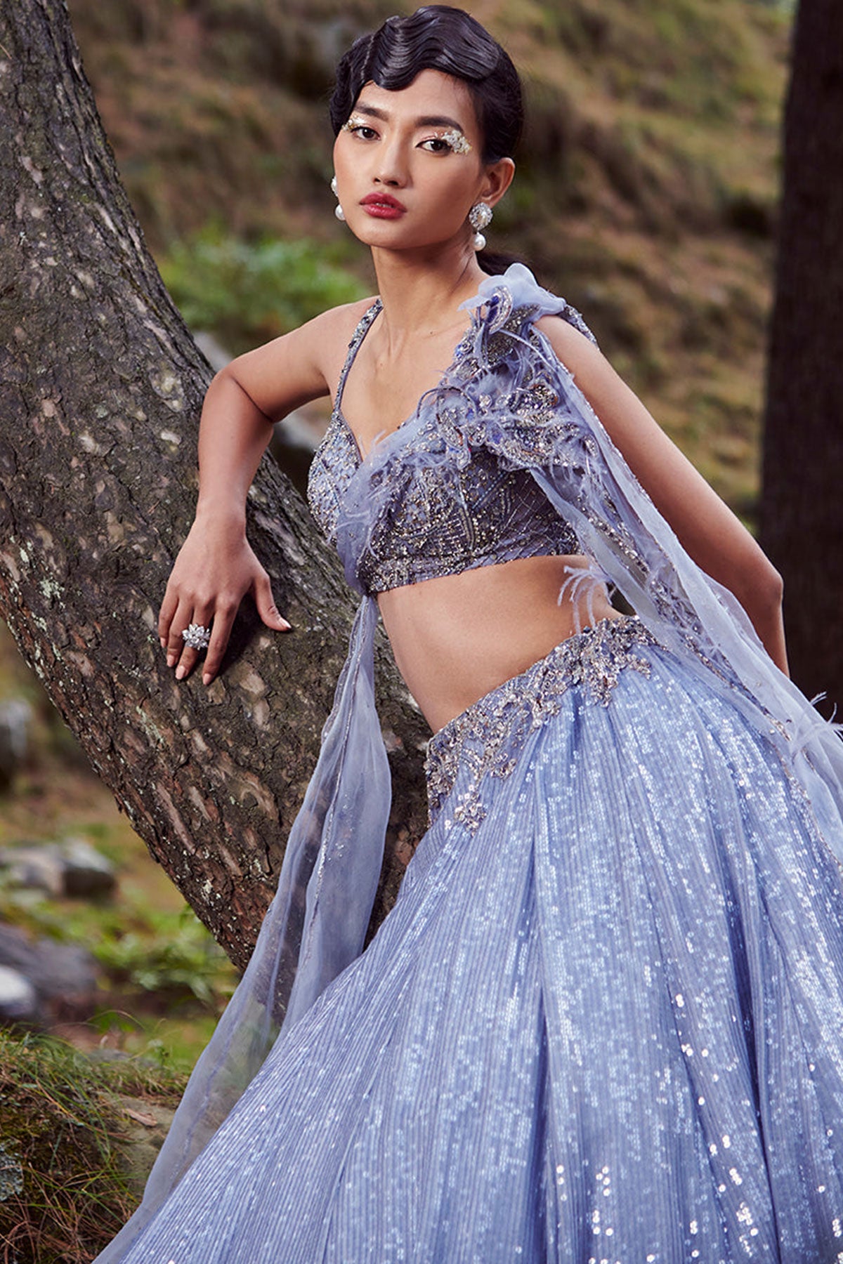 "Carmine" Chiffon Lehenga Set