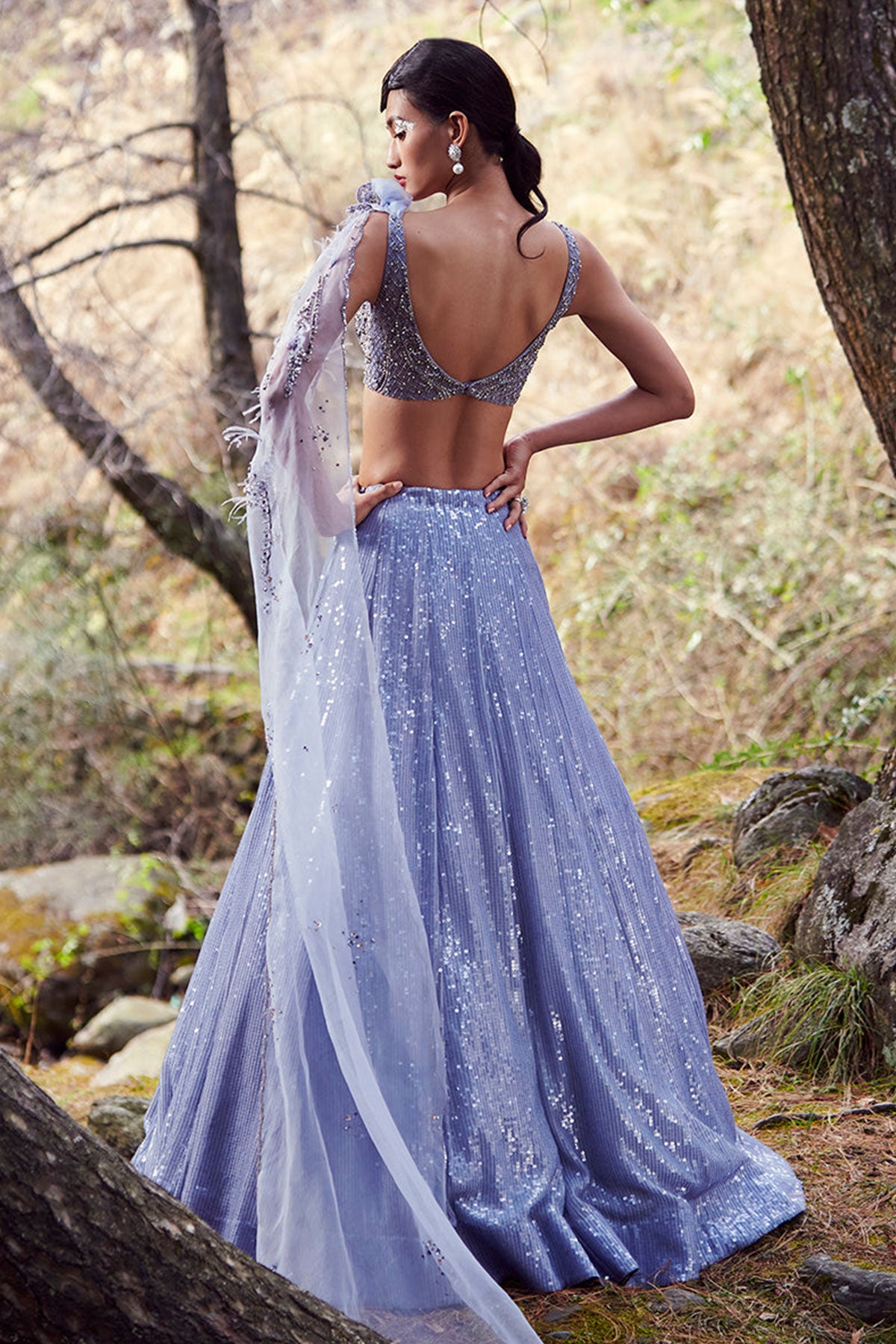 "Carmine" Chiffon Lehenga Set