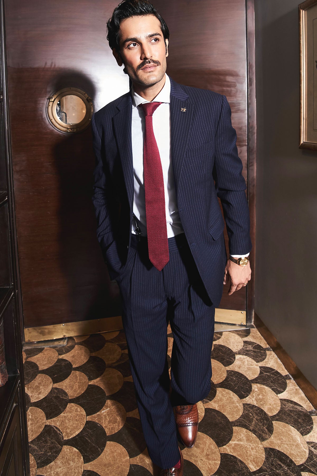 Timeless Navy Pinstripe Suit Set