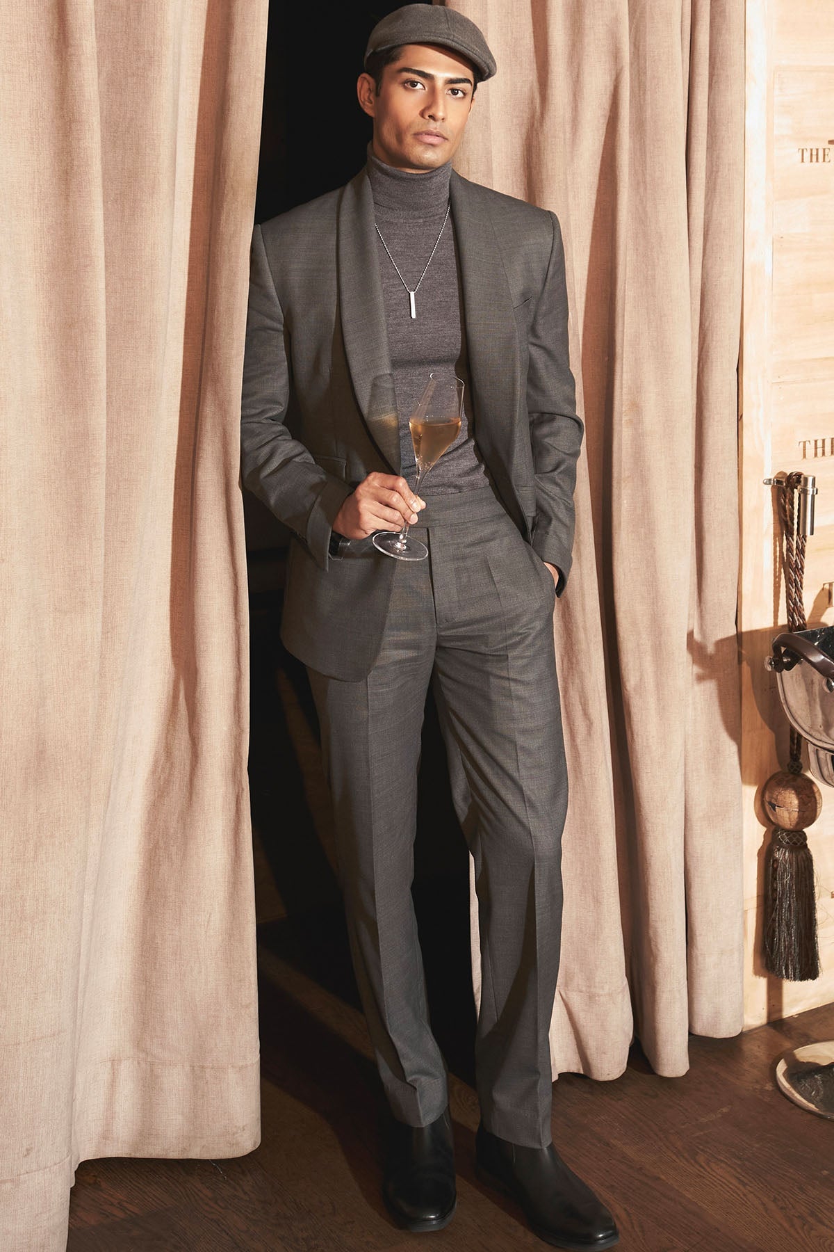 Charcoal Grey Shawl Lapel Elegance Suit