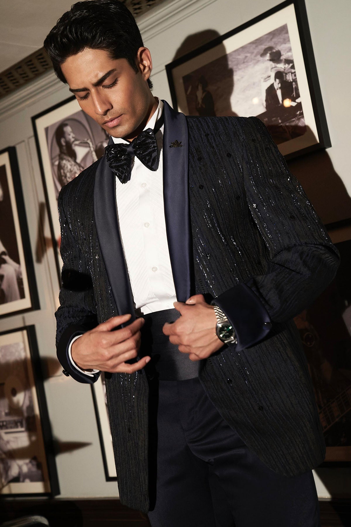 Navy Midnight Soirée Shawl Lapel Tuxedo Set