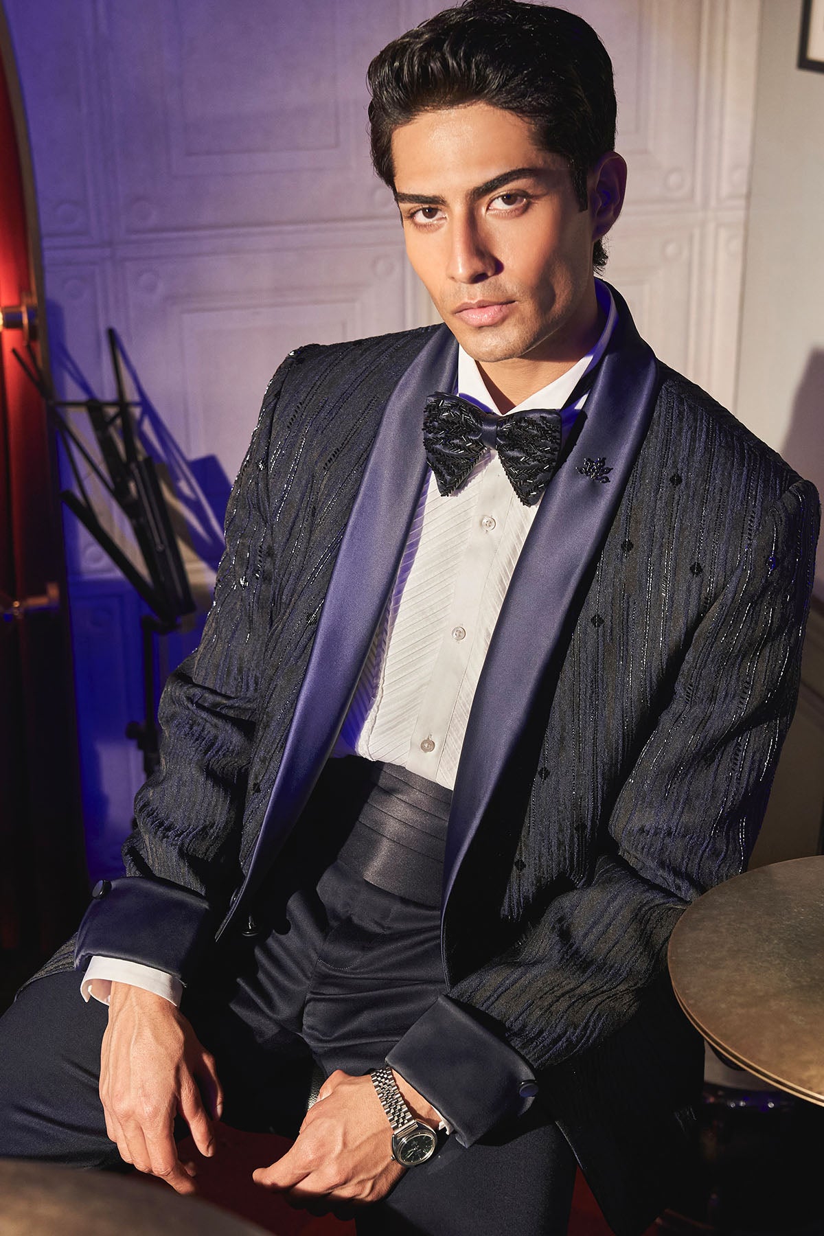 Navy Midnight Soirée Shawl Lapel Tuxedo Set