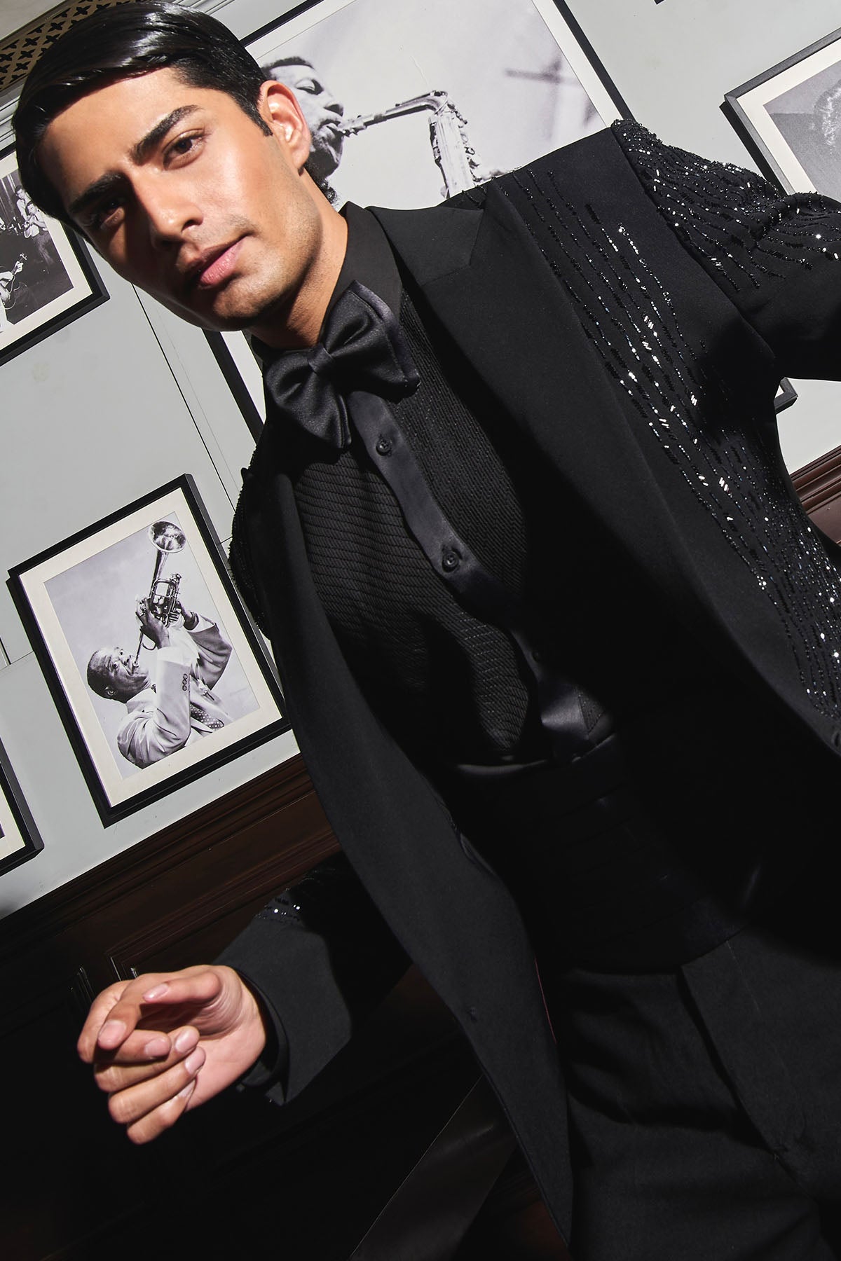 Noir Butterfly Embroidered Tuxedo Set