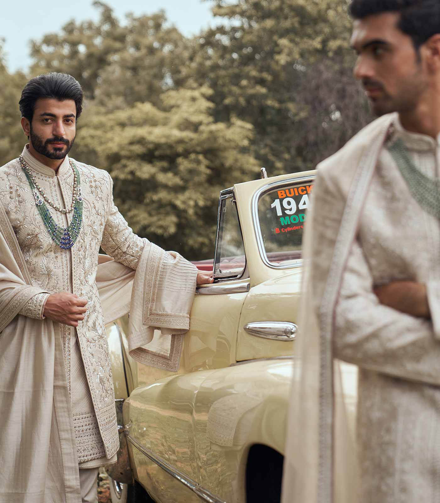 LEAF GEOMETRIC EMBROIDERED SHERWANI SET