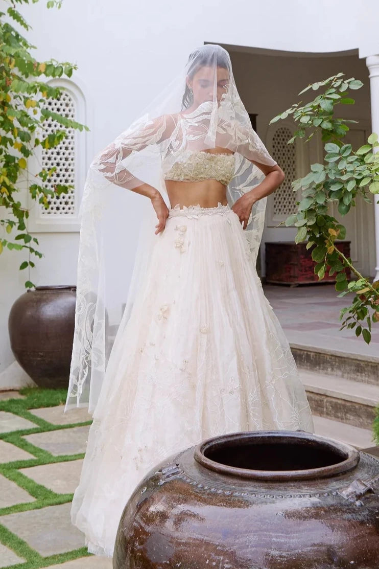 A white wedding lehenga - Main Image