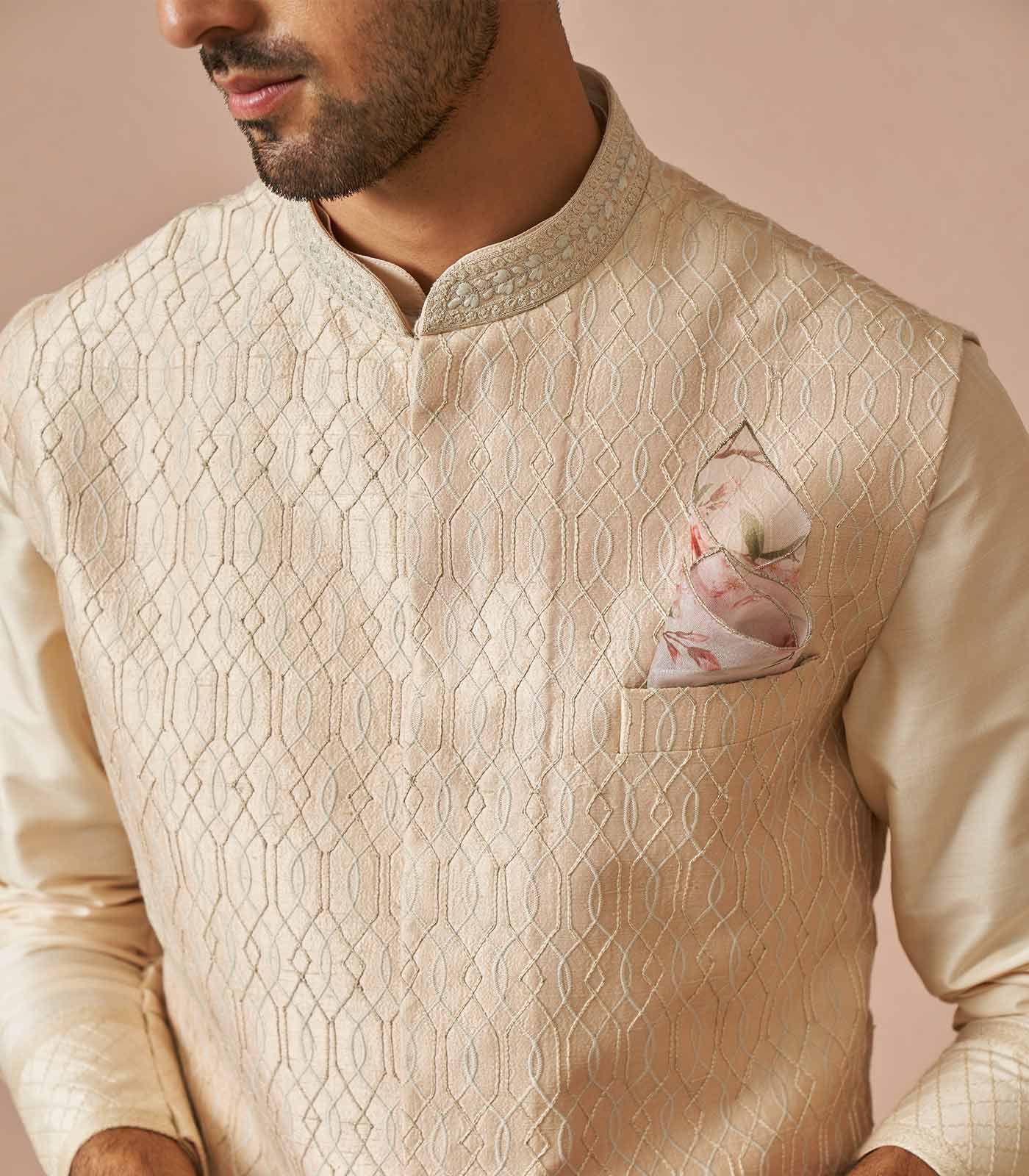 IVORY ADEM THREADWORK EMBROIDERED BANDI SET