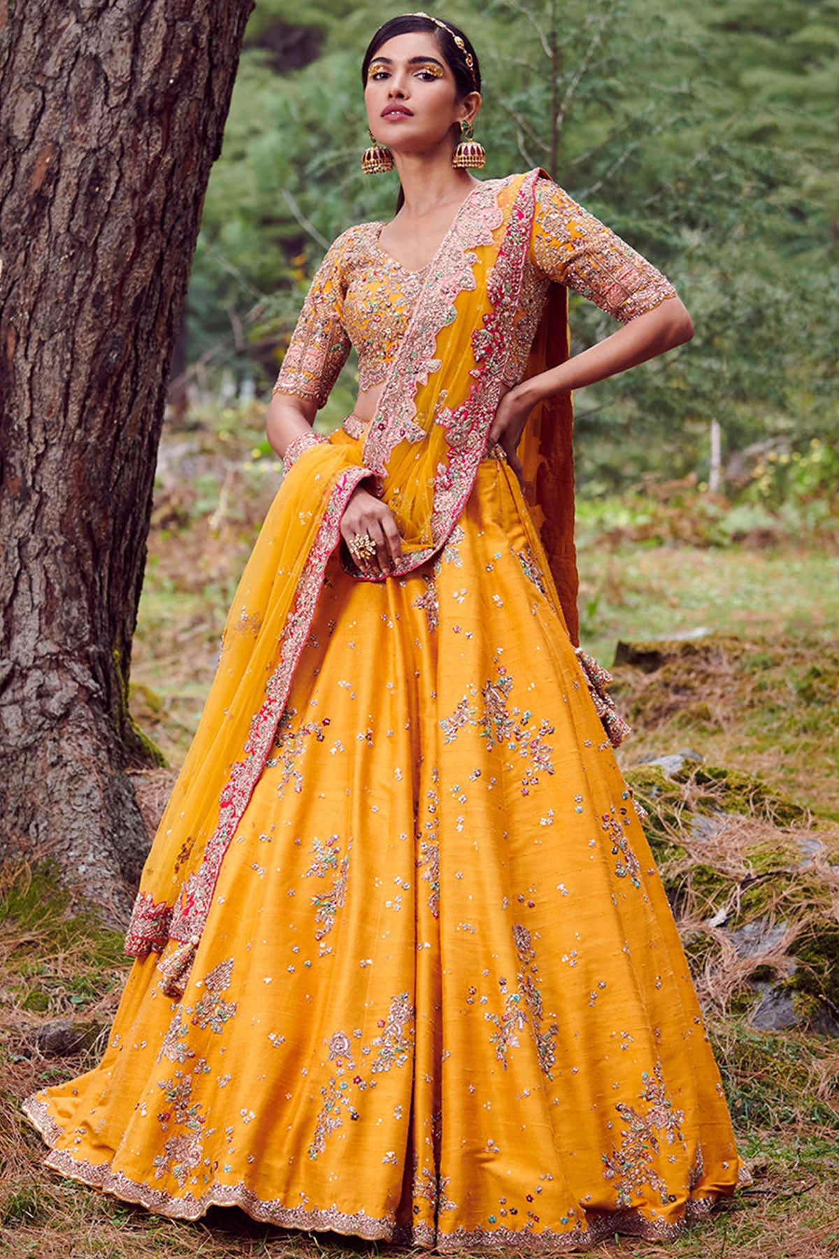 "Aubre" Raw Silk Lehenga Set