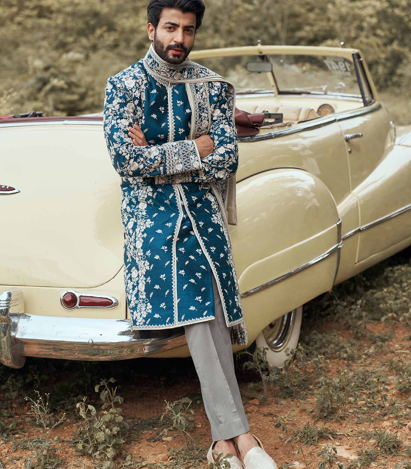 NAVY BLUE SHERWANI SET