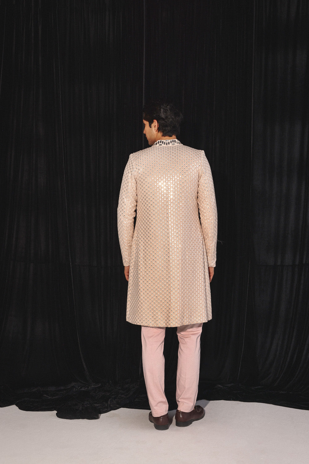 BLUSH PINK KURTA WITH MIRRORWORK AND PANTS