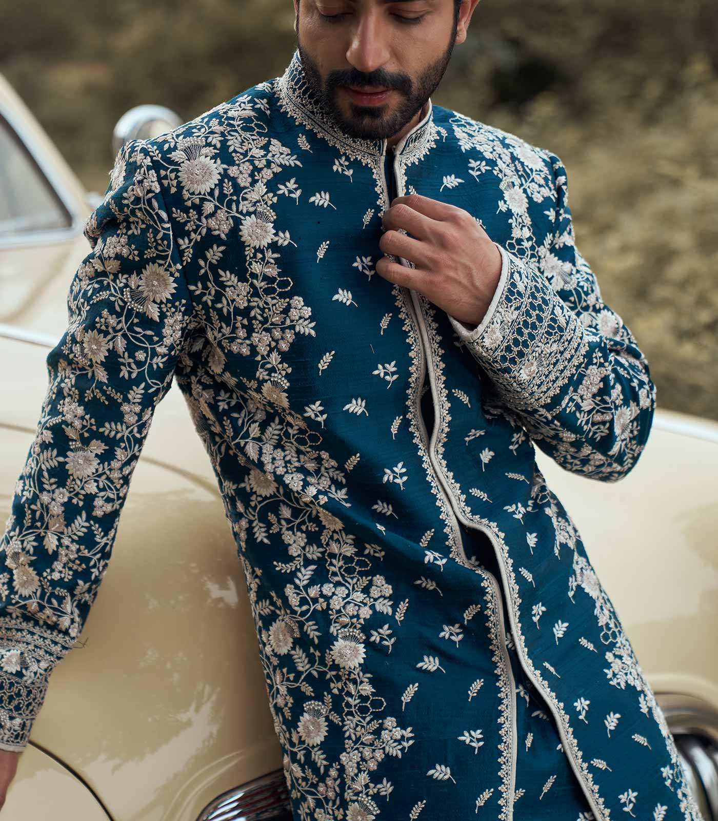 NAVY BLUE SHERWANI SET