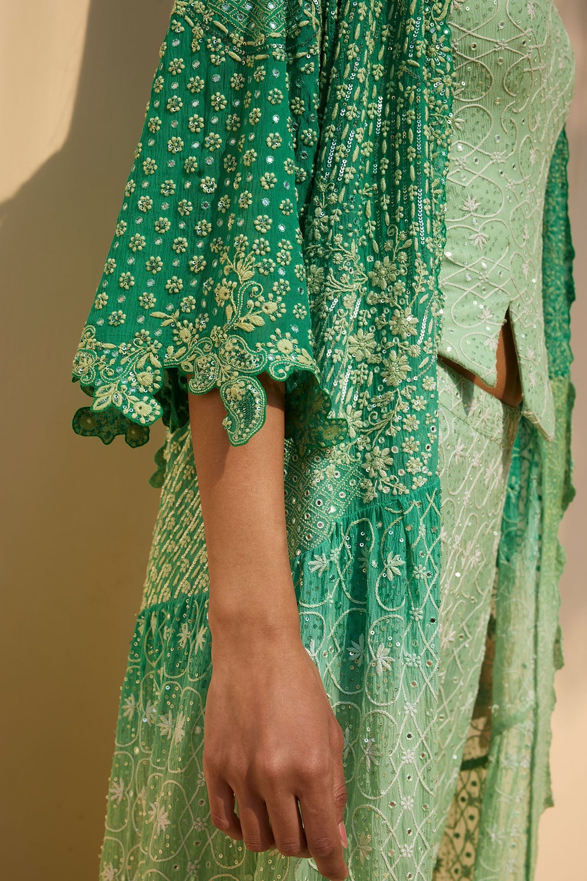 Sage Reverie Corset, Cape & Pant Set