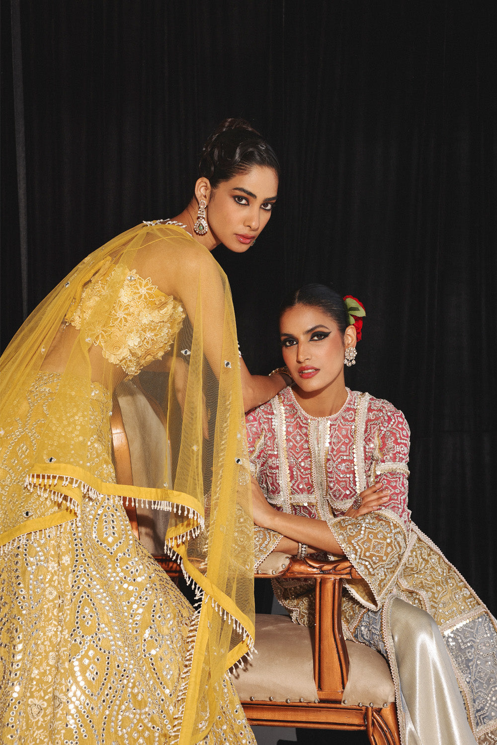 CHIKANKARI MIRRORWORK BOX PLEAT LEHENGA SET