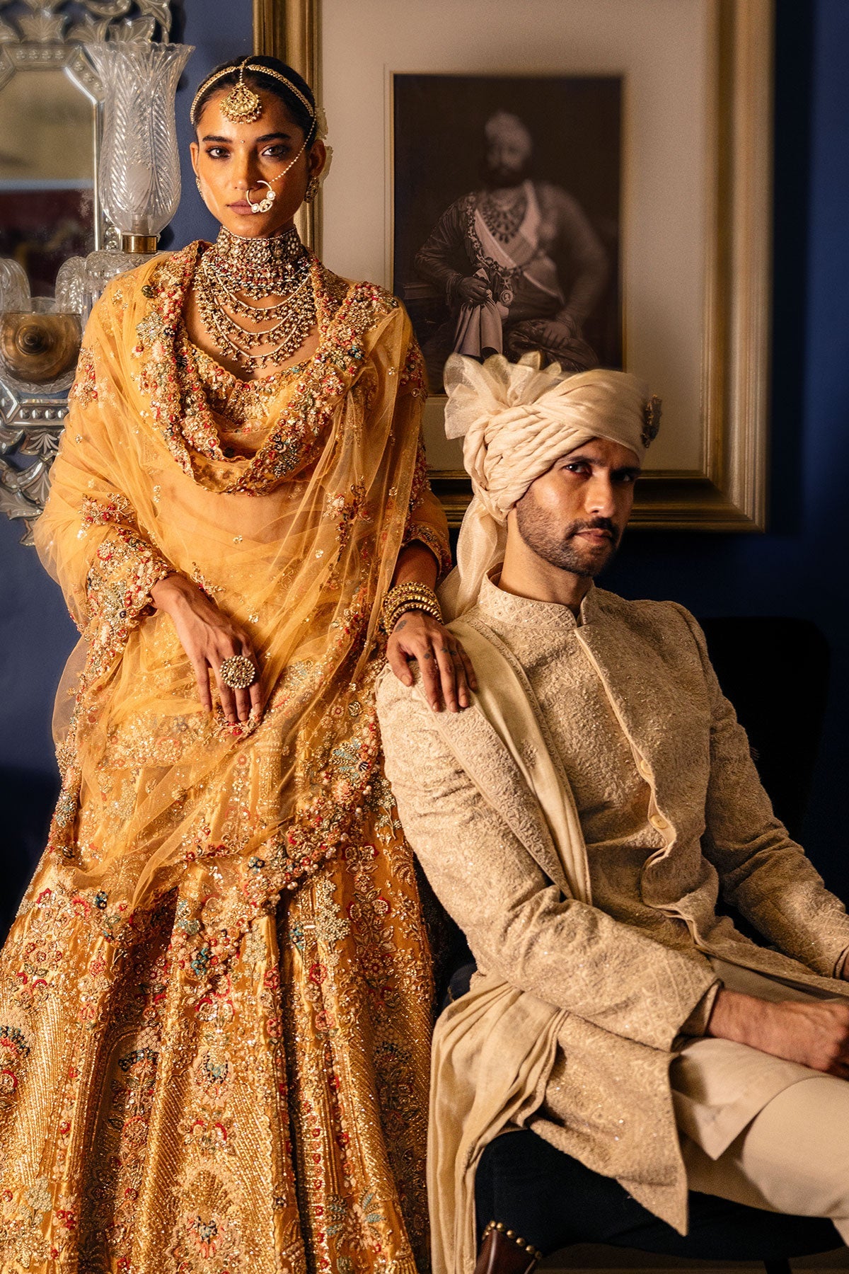 Oraya Gold Tissue Bridal Lehenga