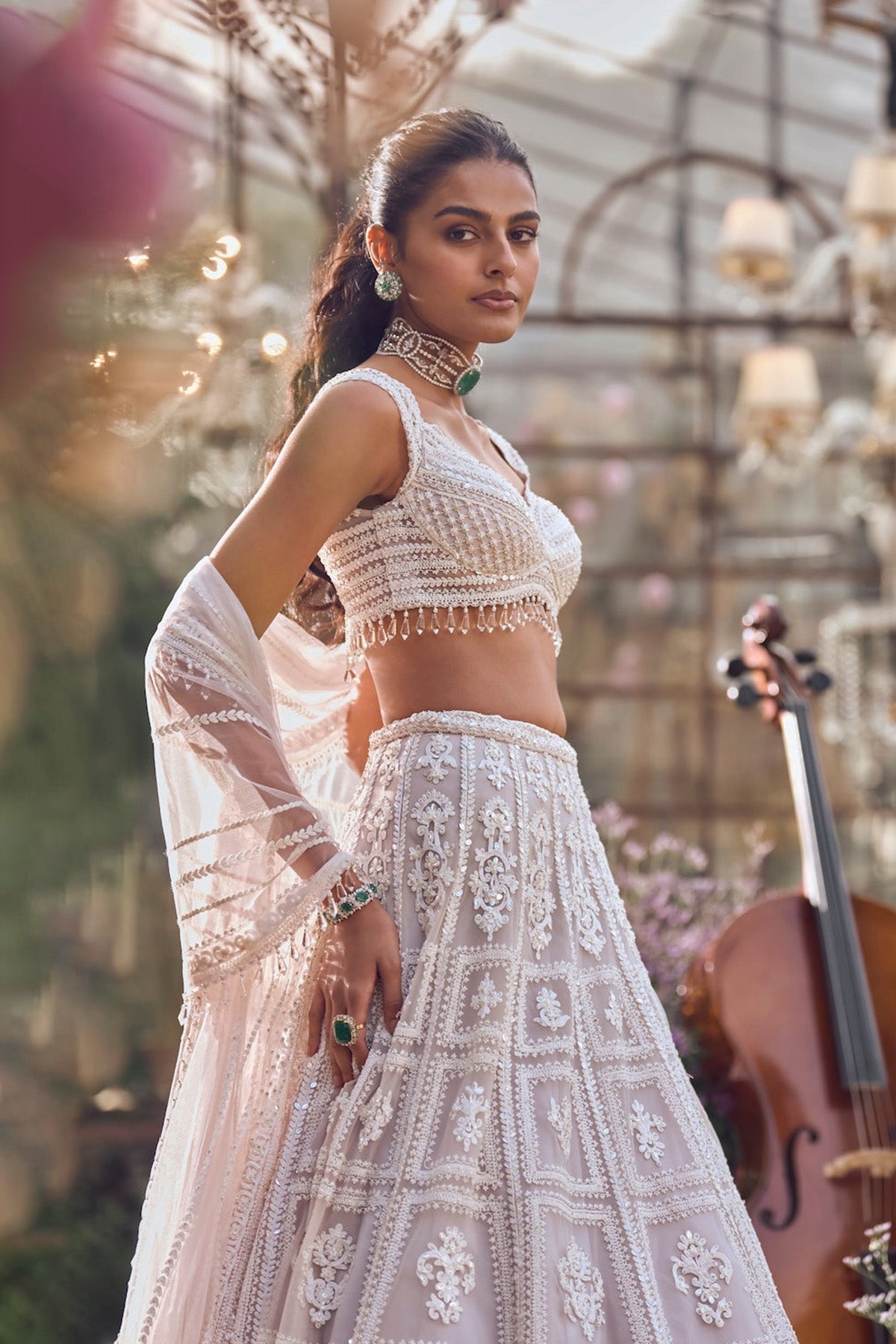 Ice Grey Pearl Lehenga Set