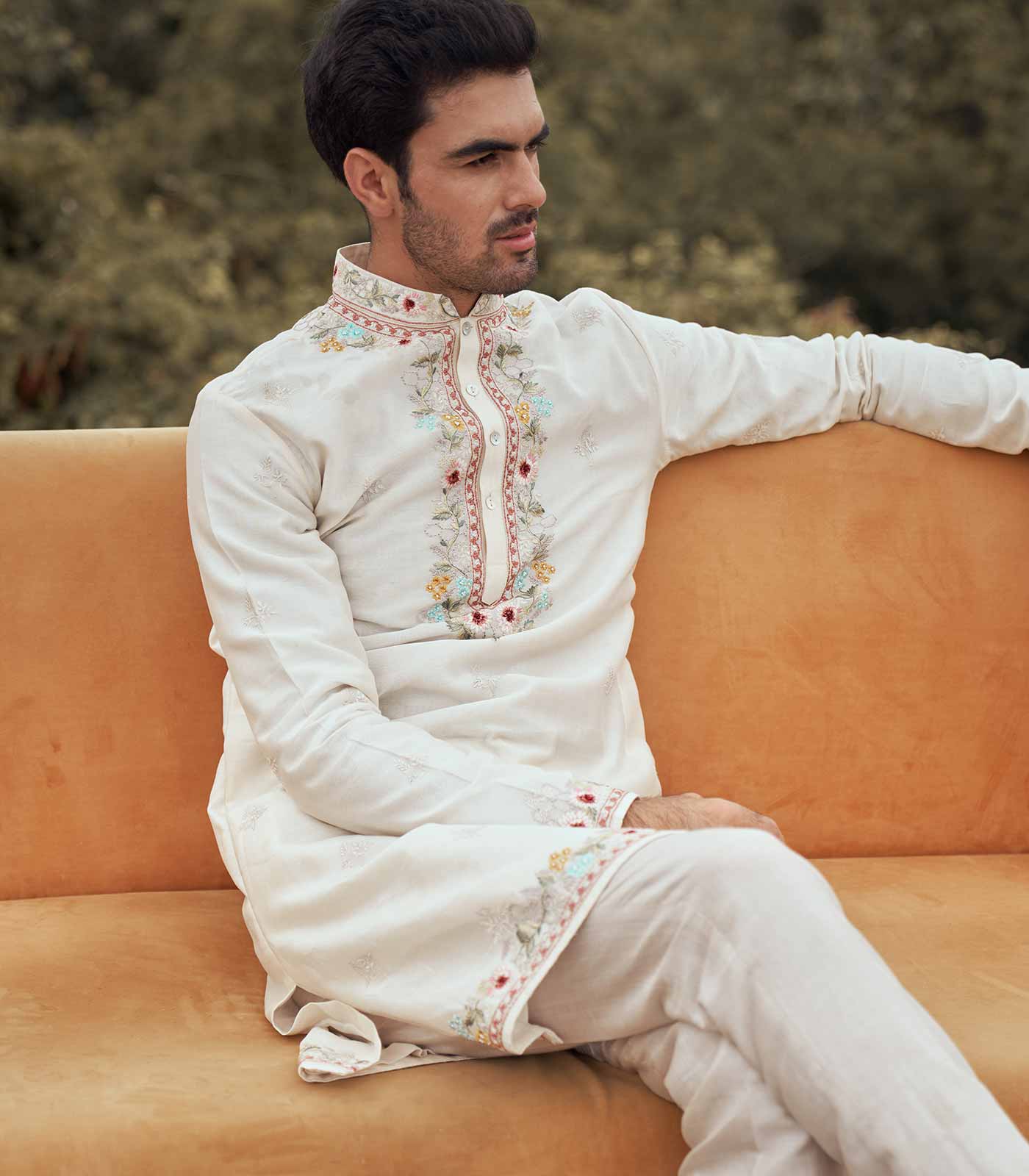 IVORY EMB KURTA SET