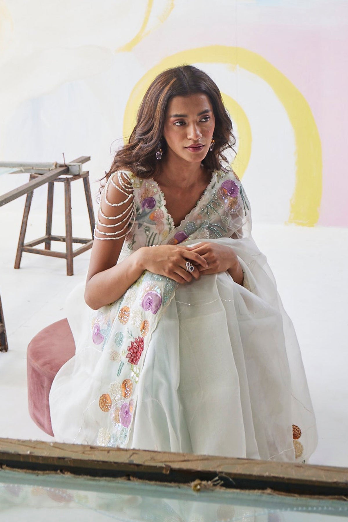 Ivory Reverie Handpainted Saree