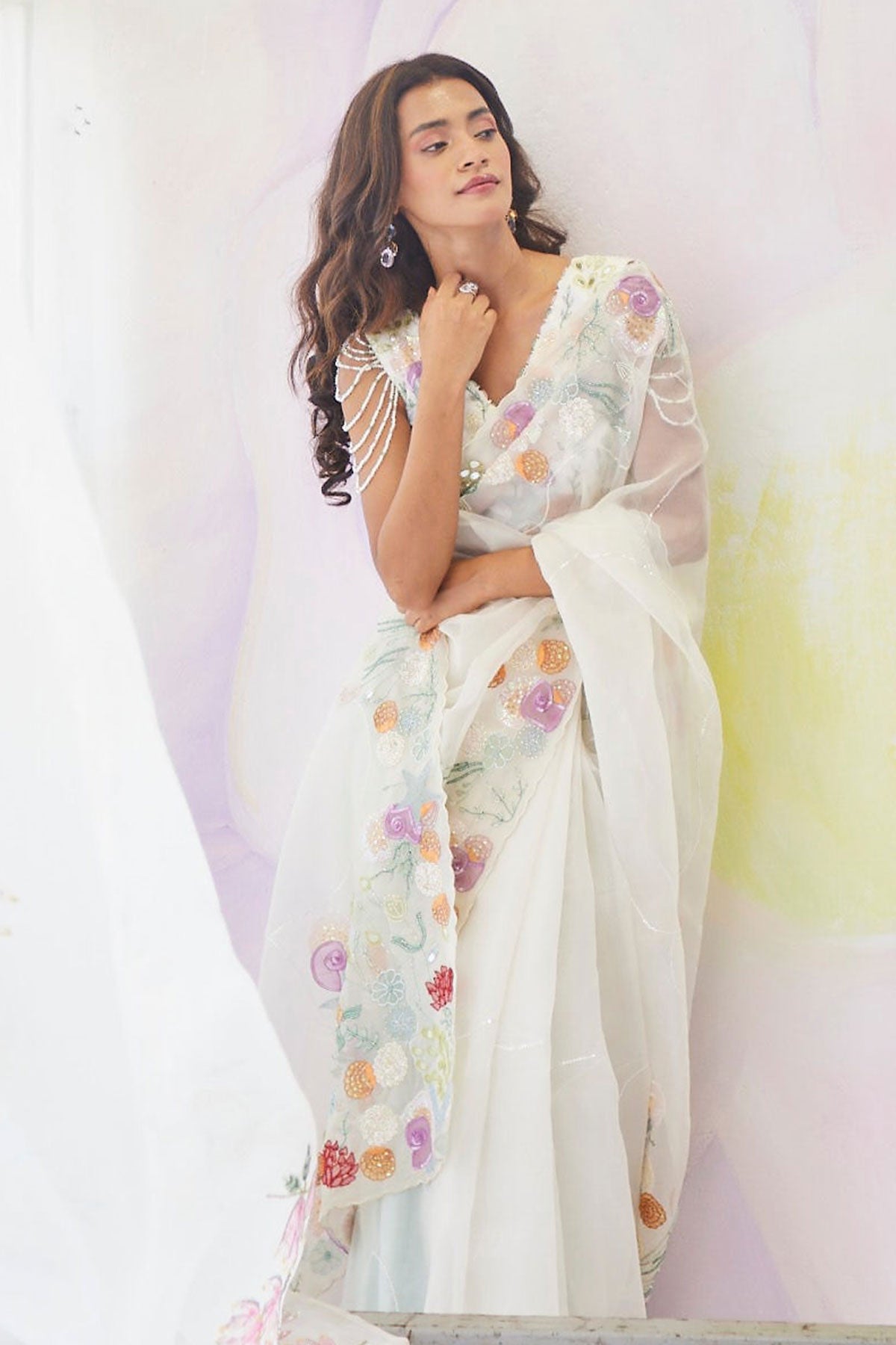 Ivory Reverie Handpainted Saree