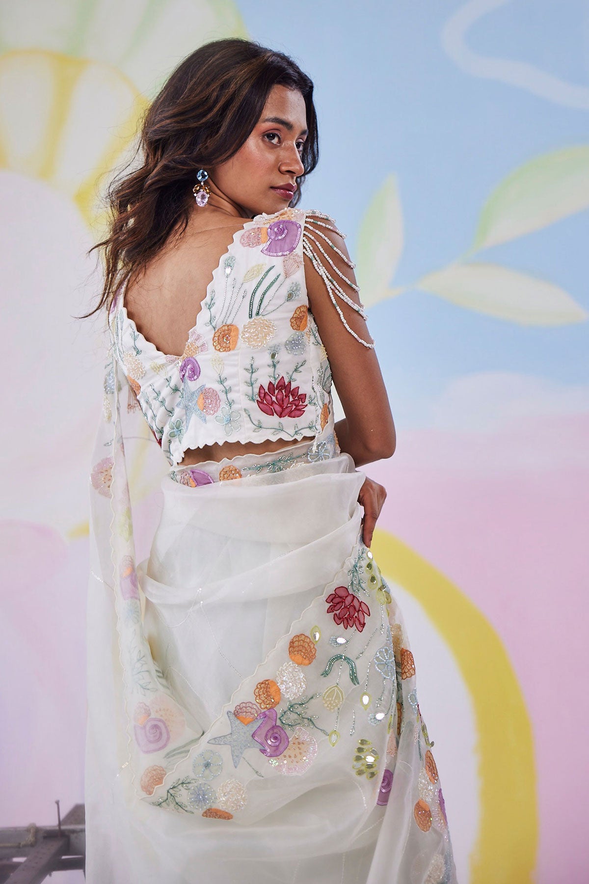 Ivory Reverie Handpainted Saree