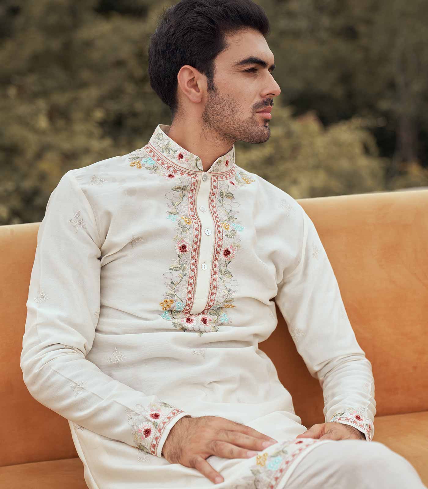 IVORY EMB KURTA SET