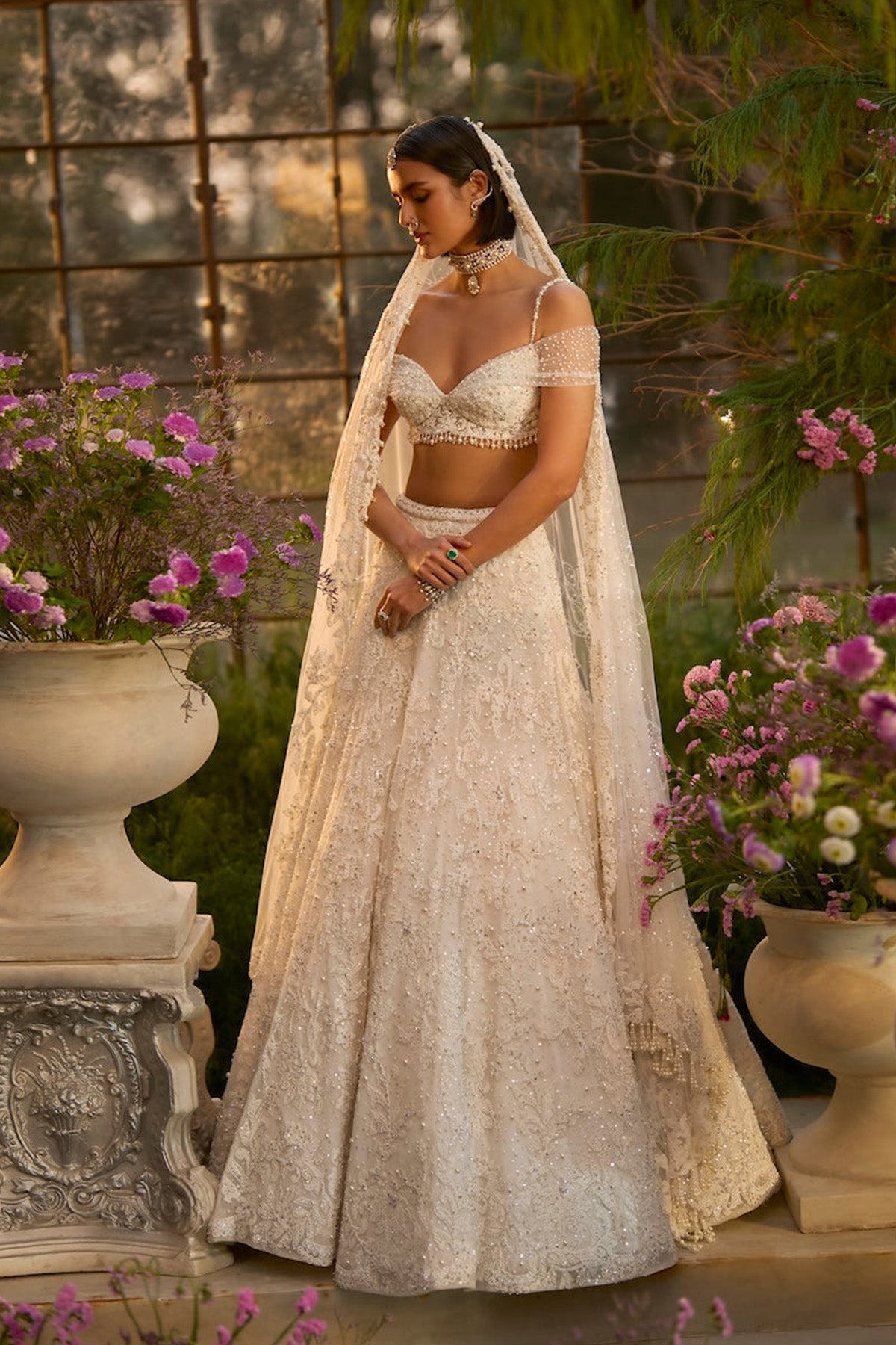 Ivory Floral Lehenga Set