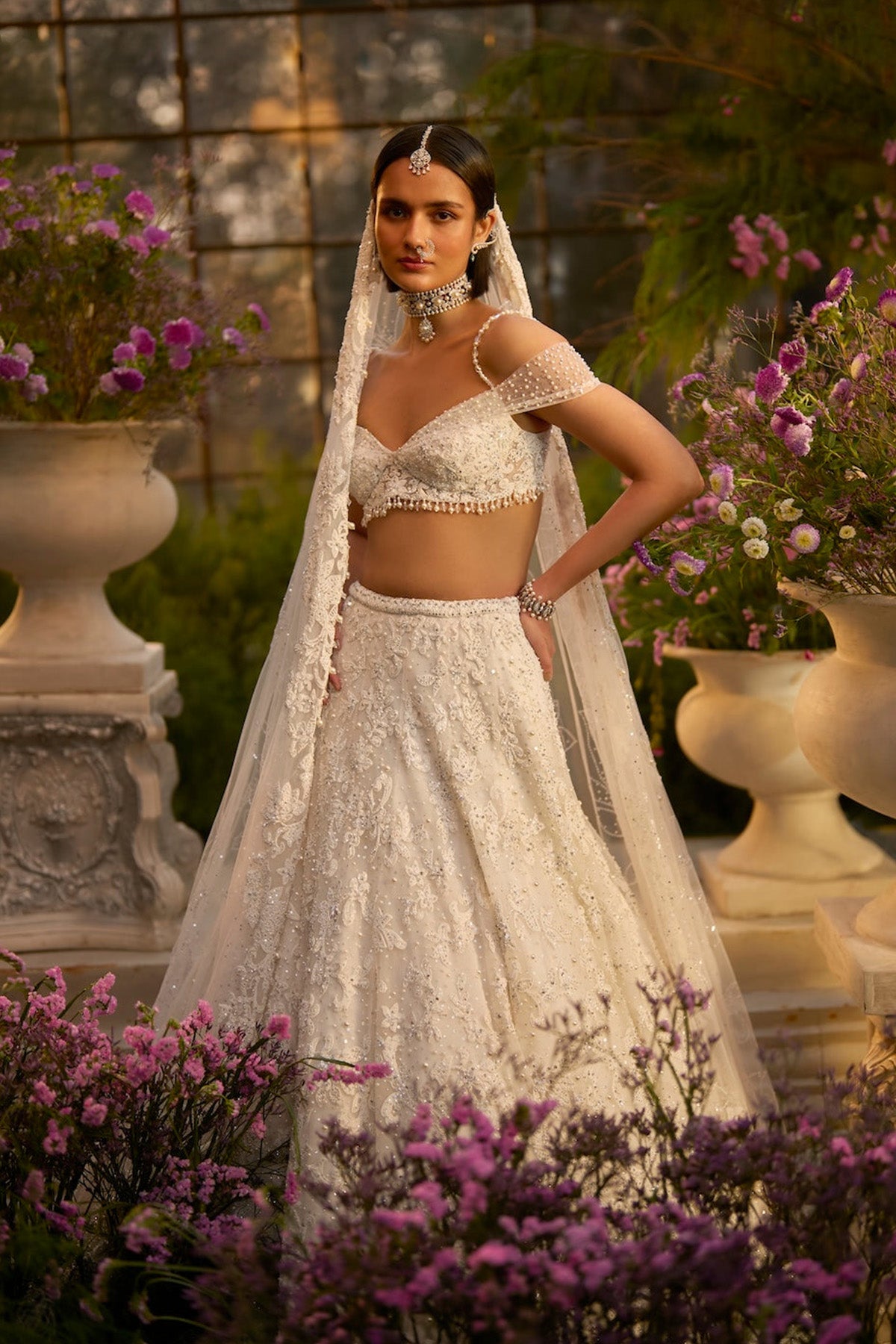 Ivory Floral Lehenga Set
