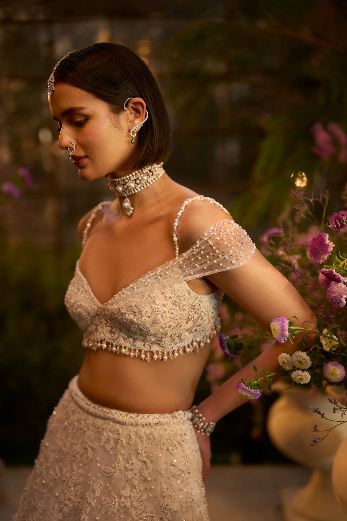 Ivory Floral Lehenga Set