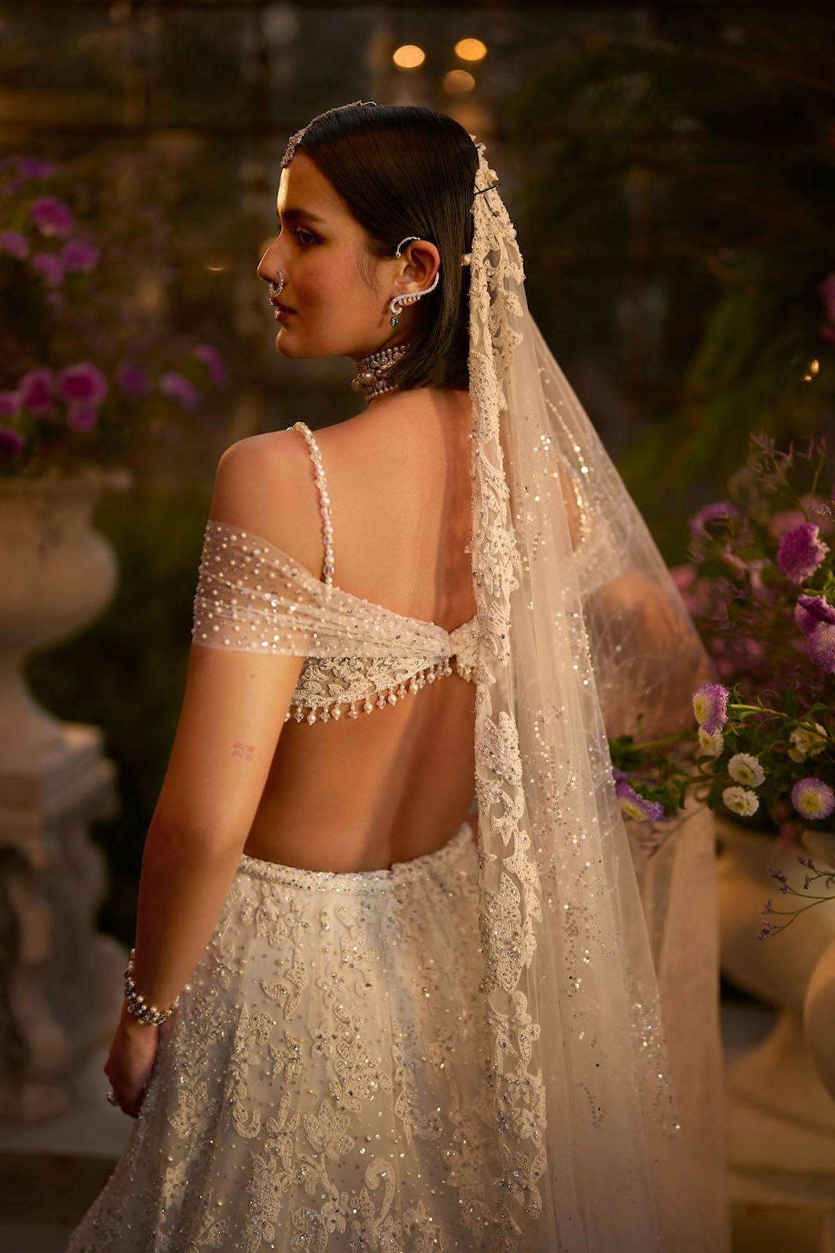 Ivory Pearl & Sequin Lehenga Set