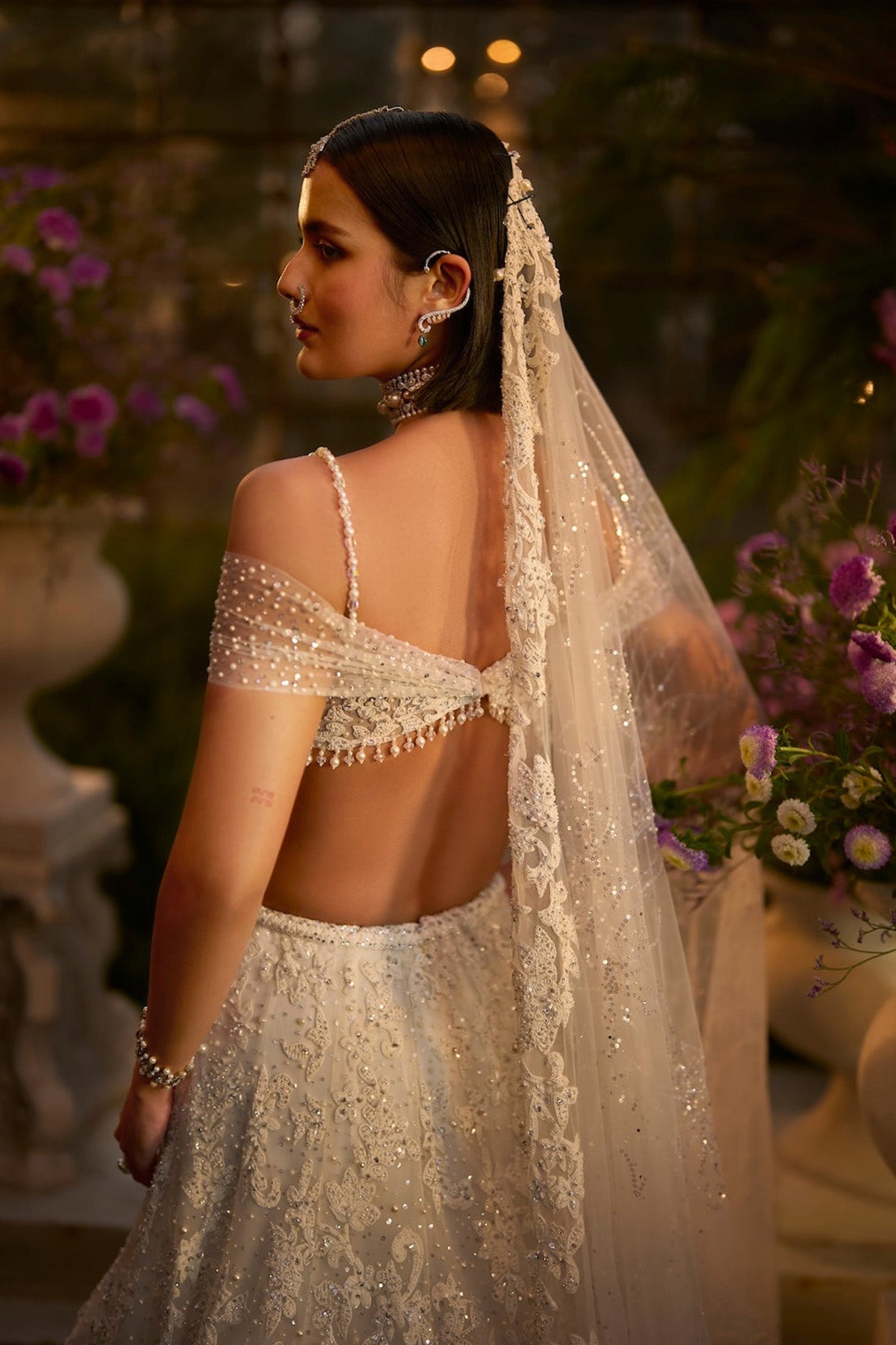 Ivory Pearl & Sequin Lehenga Set