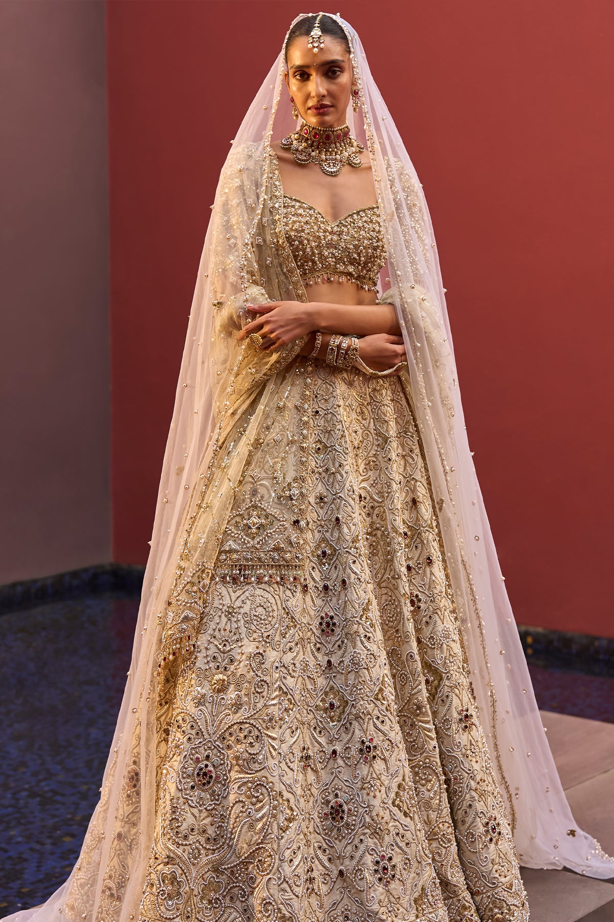 IVORY REGAL JEWELED LEHENGA SET