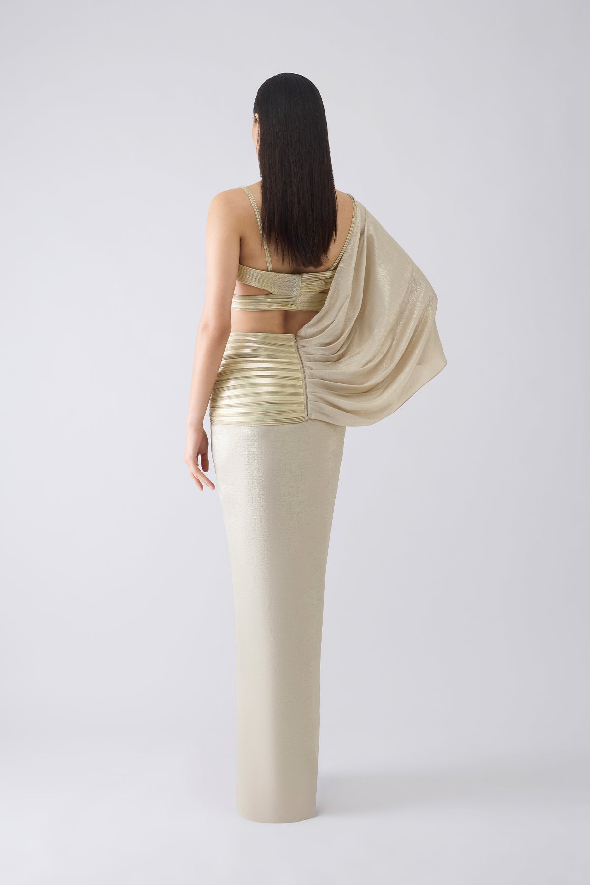 Metallic Corded Saree With Metallic Blouse