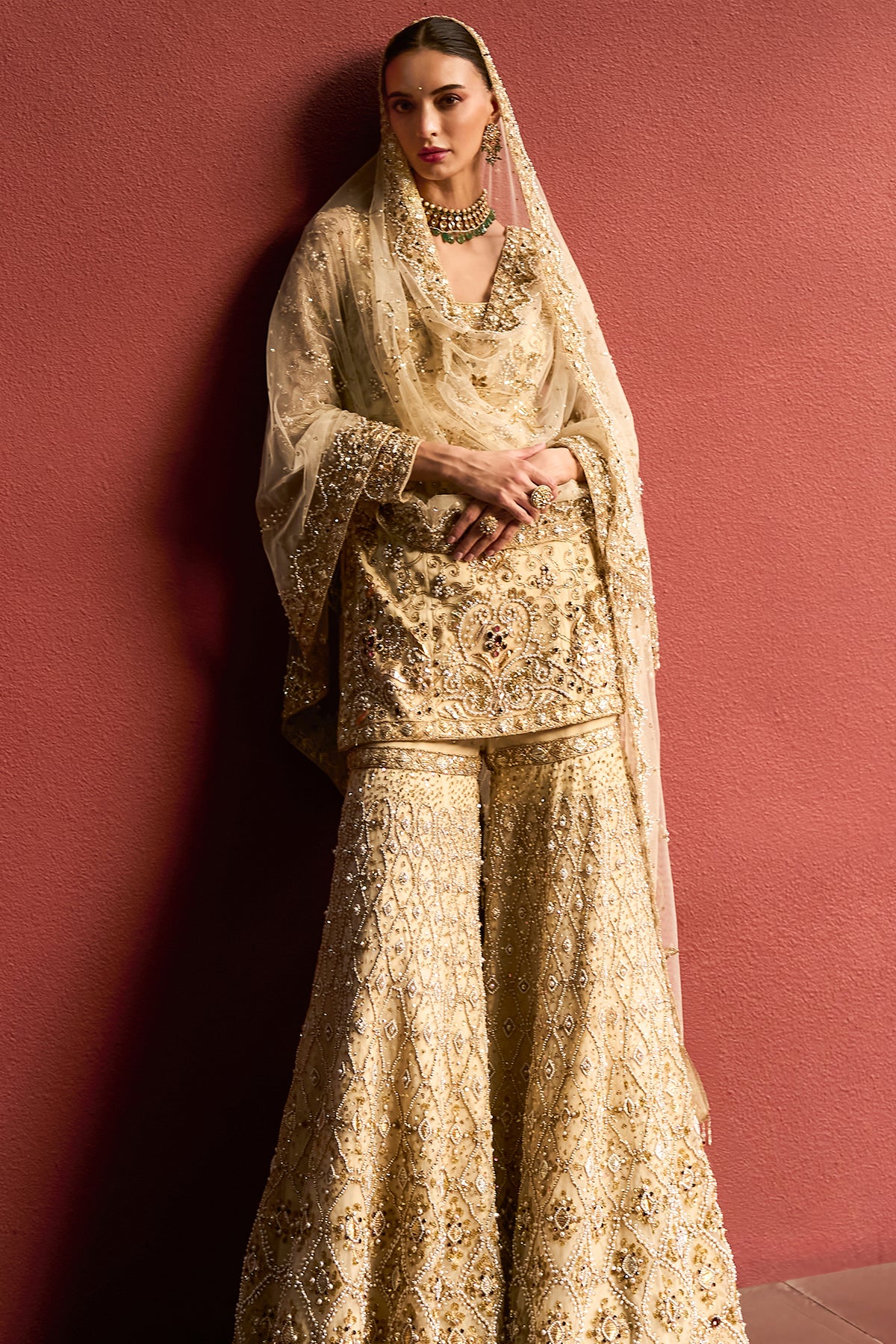 IVORY GHARARA SET