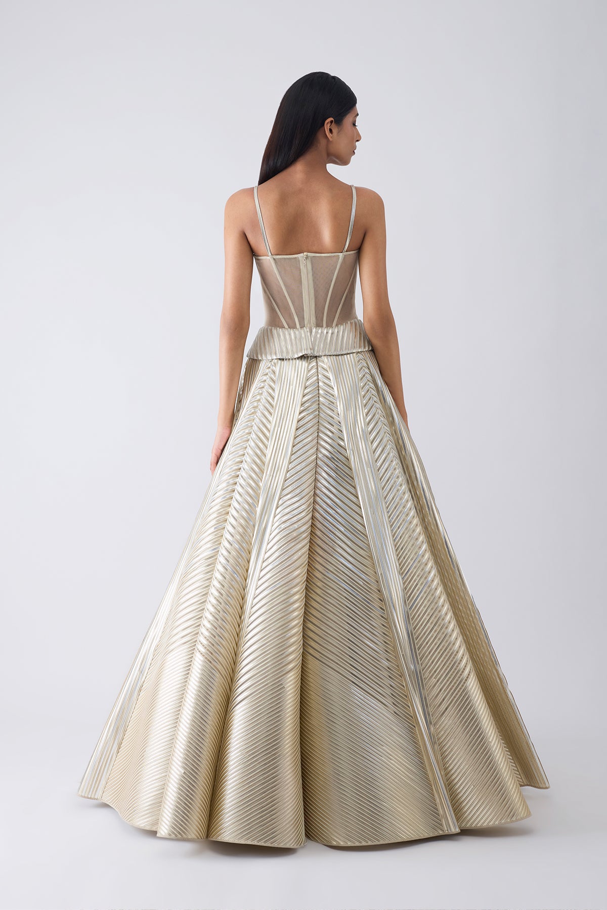 Metallic Structured Corset And Skirt