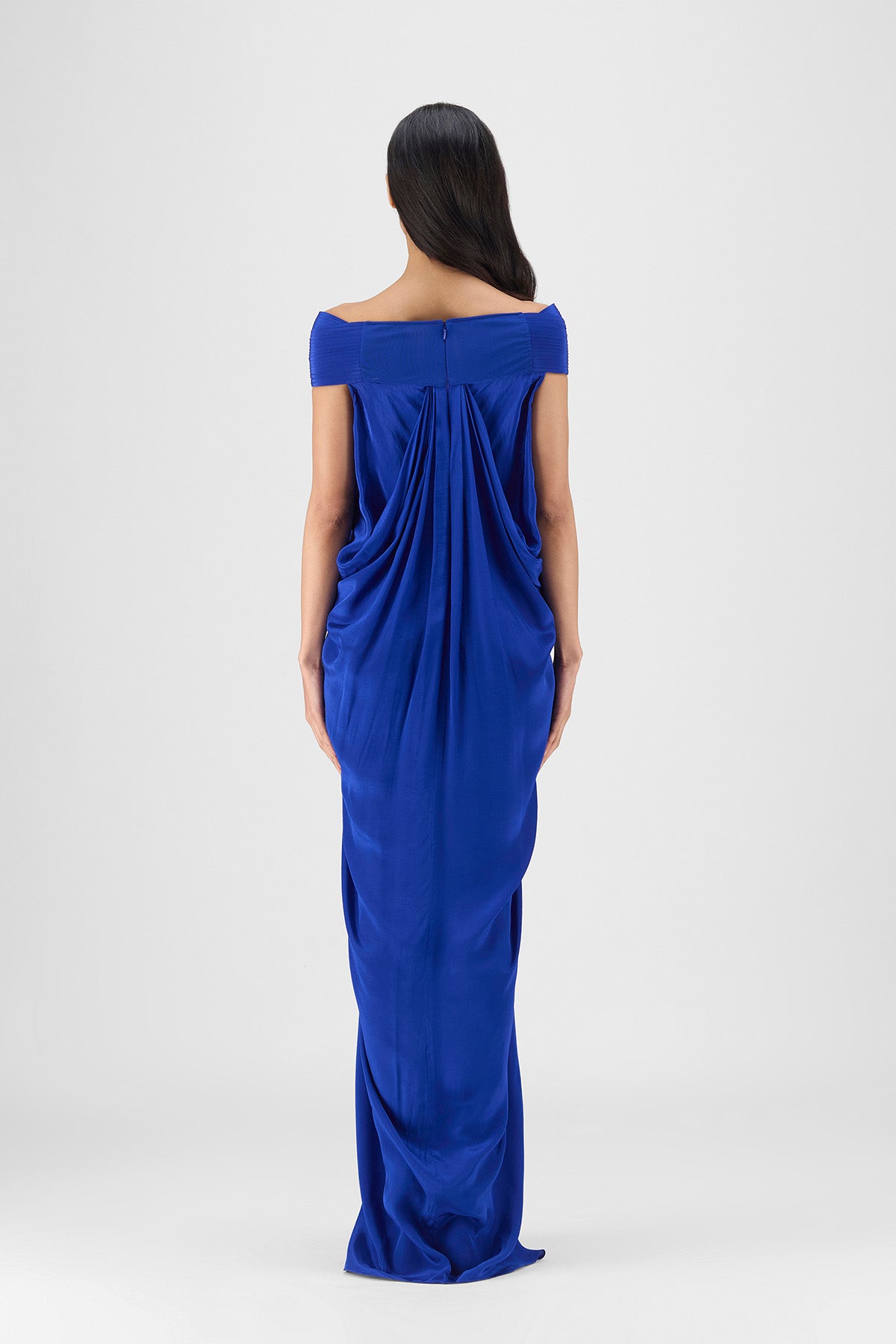 PLEATED COWL DRESS