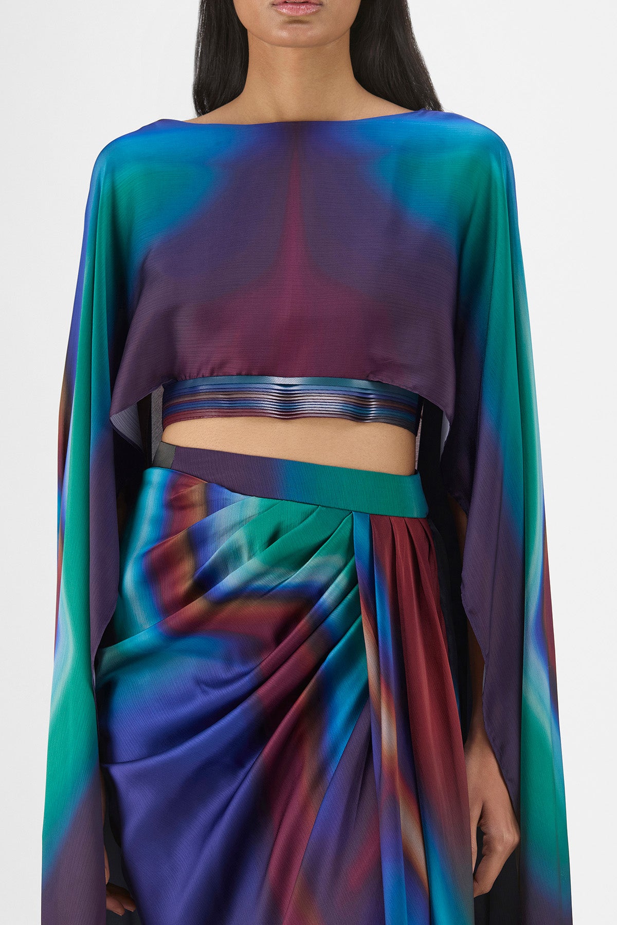 METALLIC WATERCOLOR CAPE AND SKIRT