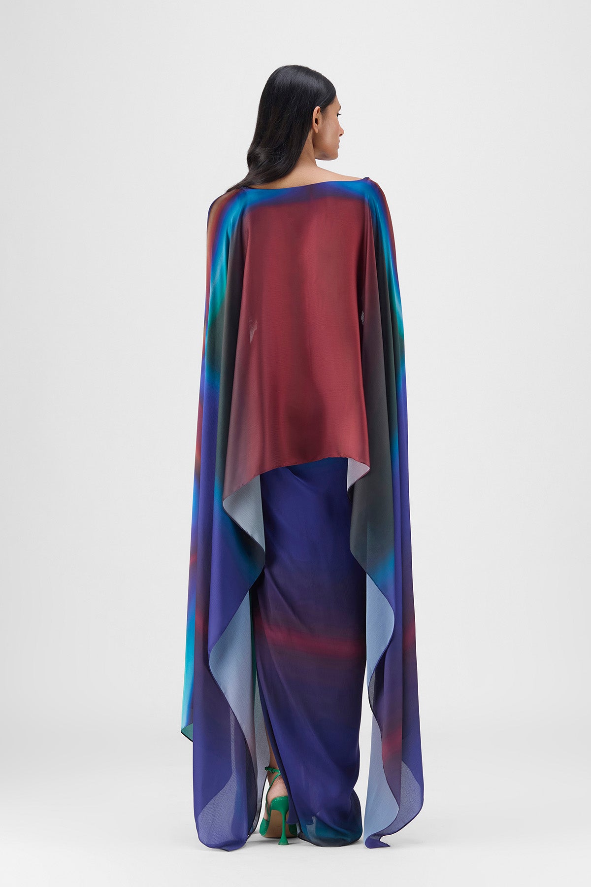 METALLIC WATERCOLOR CAPE AND SKIRT