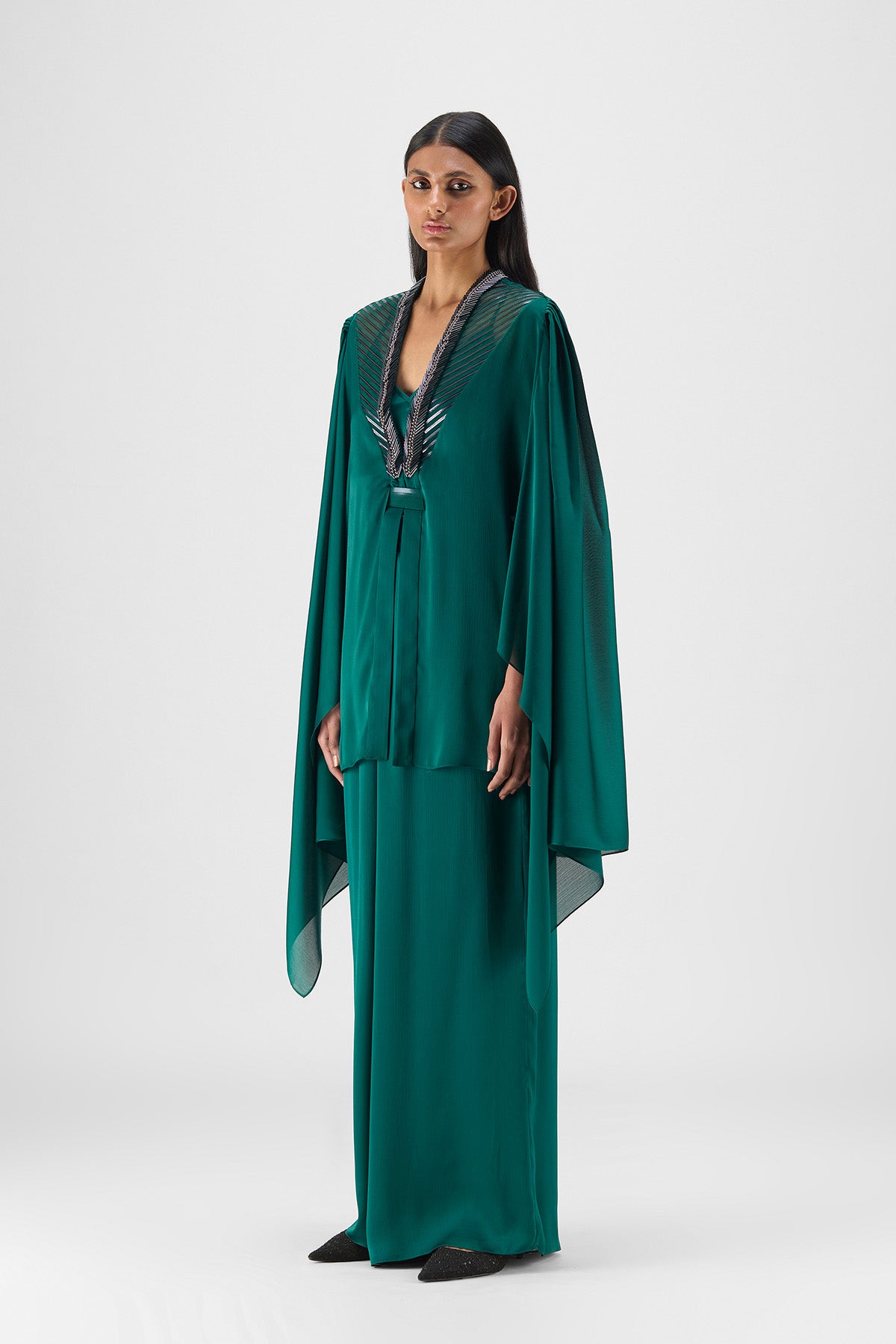BEADED METALLIC STRUCTURED CAPE