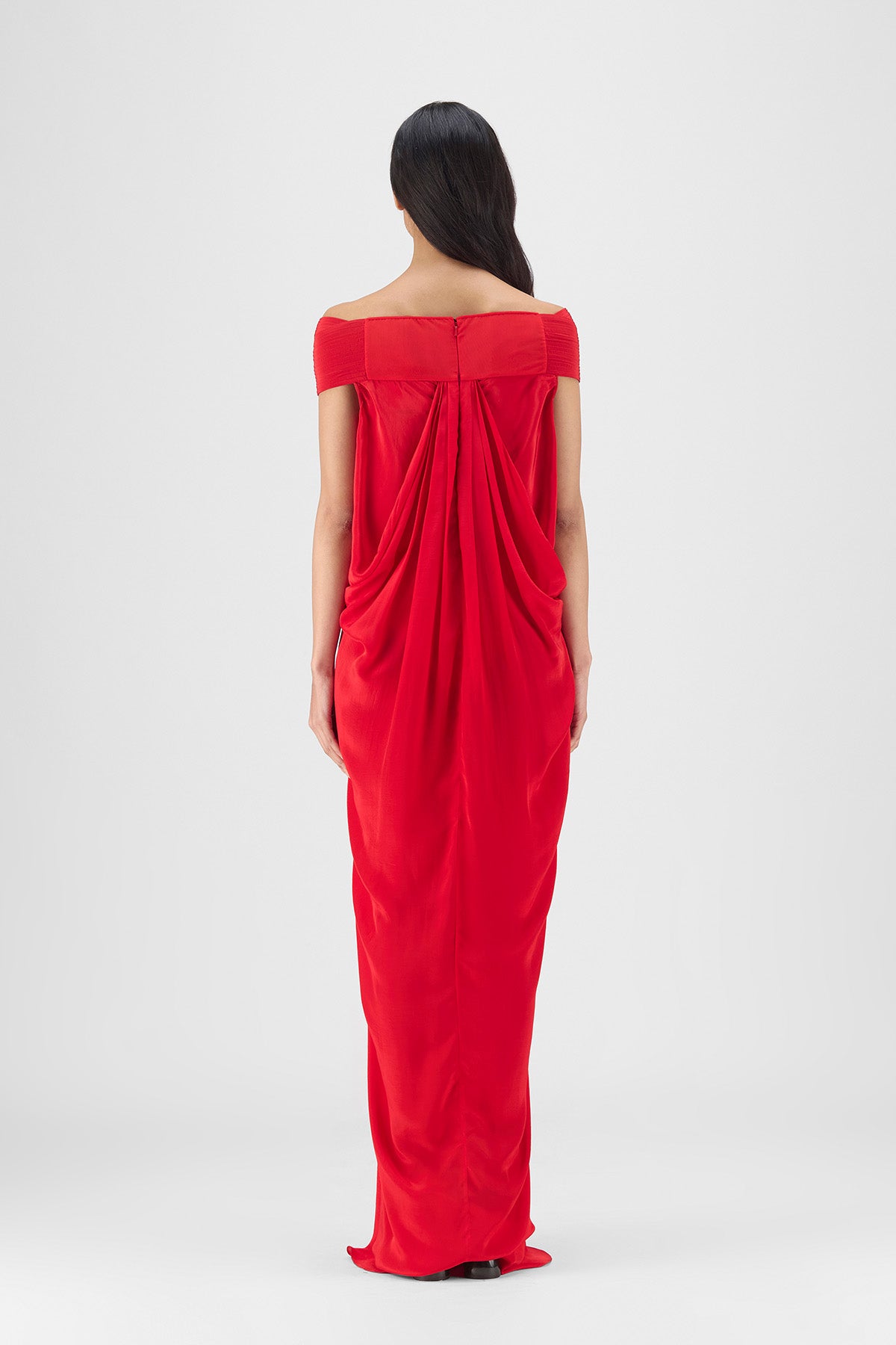 PLEATED COWL DRESS