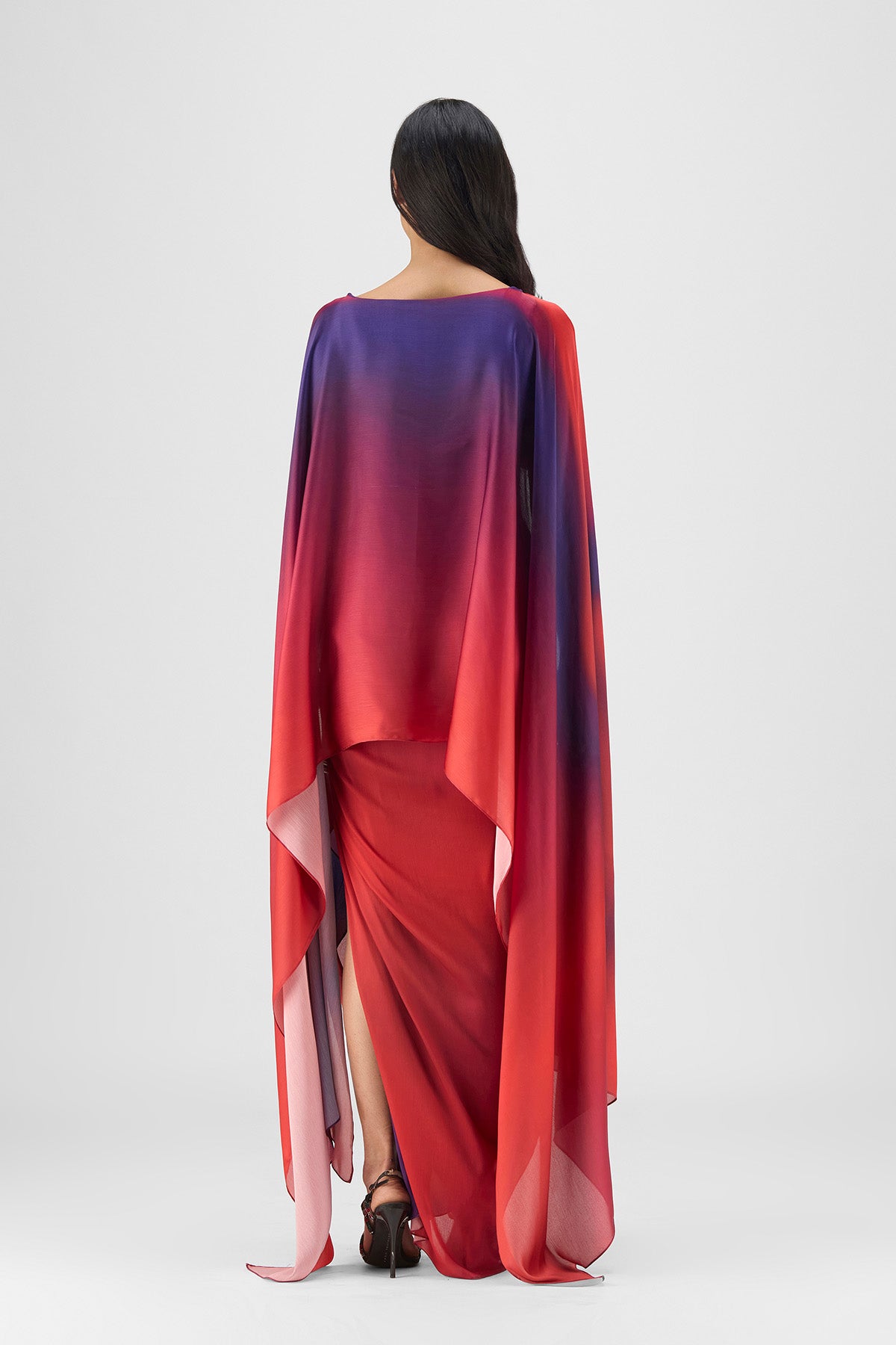 METALLIC WATERCOLOR CAPE AND SKIRT